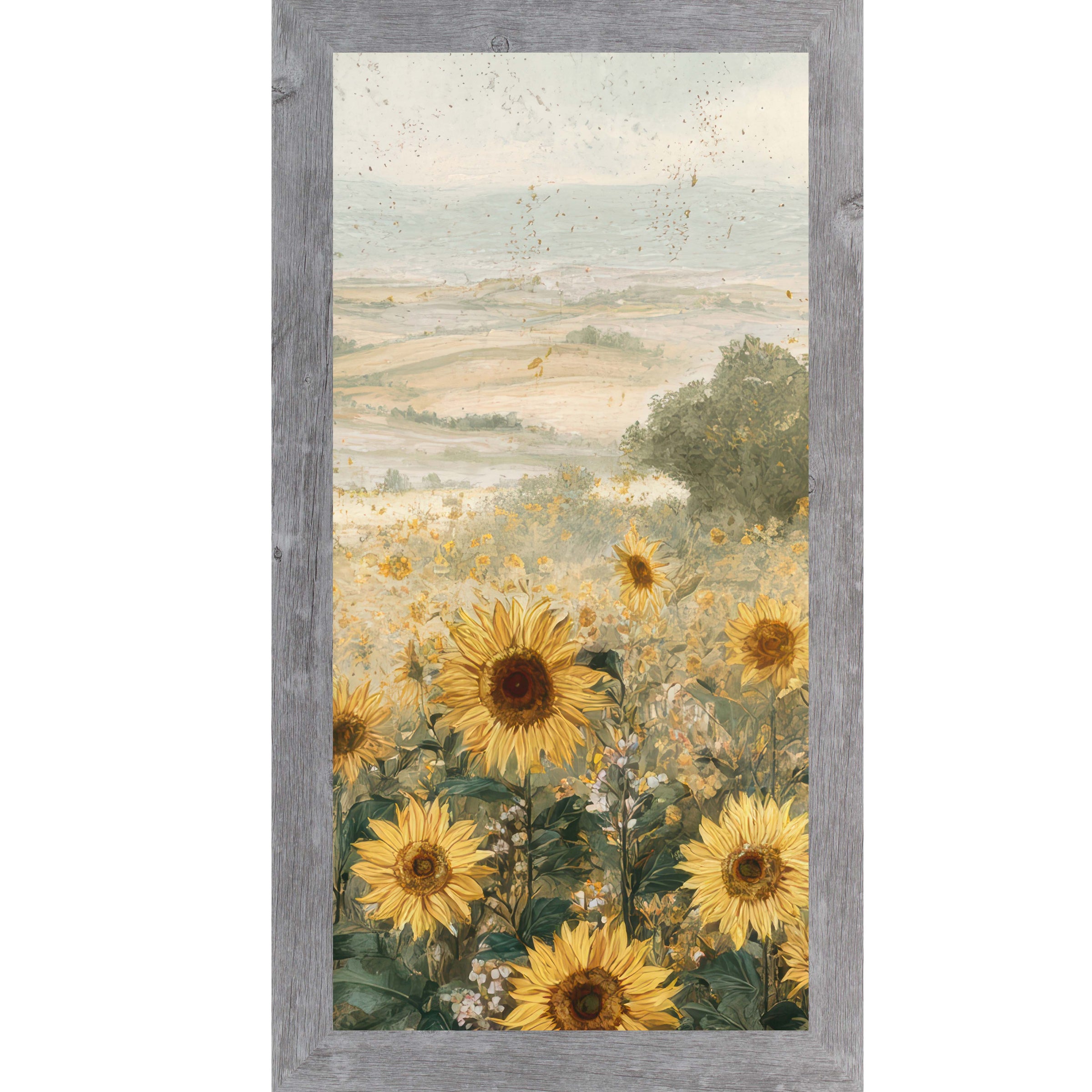 Sunflower Bliss – Framed Sunflower Wall Art, Vertical Floral Nature Decor (SB745) - Summer Snow Art