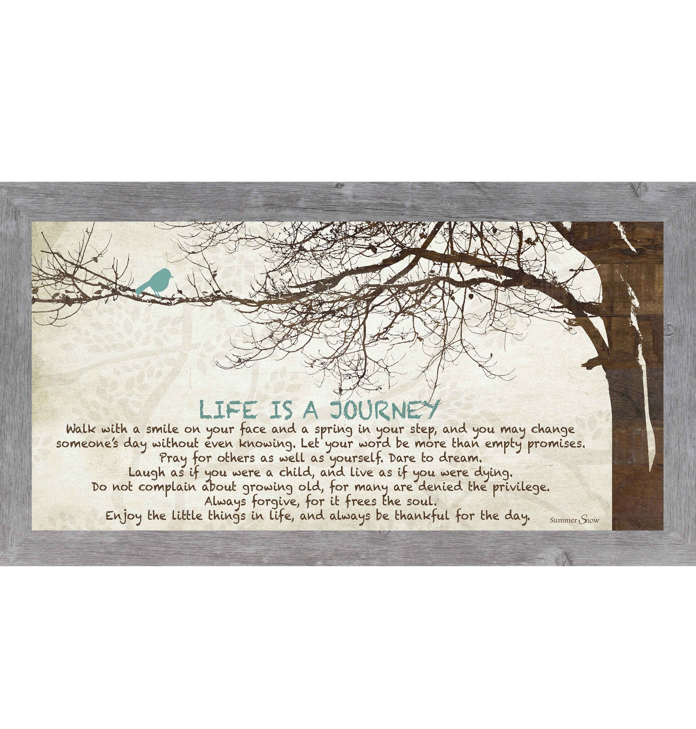 Life Is a Journey – Inspirational Framed Wall Art | Meaningful Quote with Tree & Bird Decor | SS1523