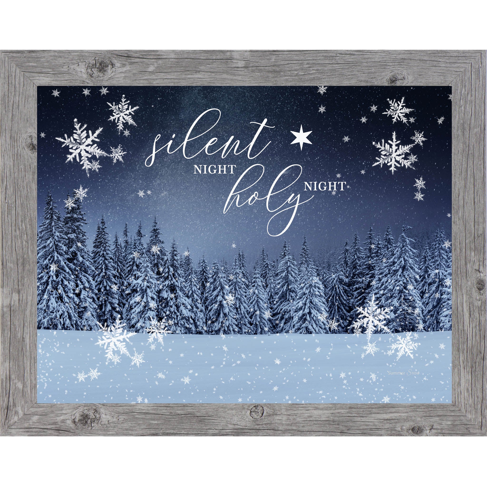 Silent Night Holy Night – Framed Christmas Wall Art with Winter Snow Scene (SA351)