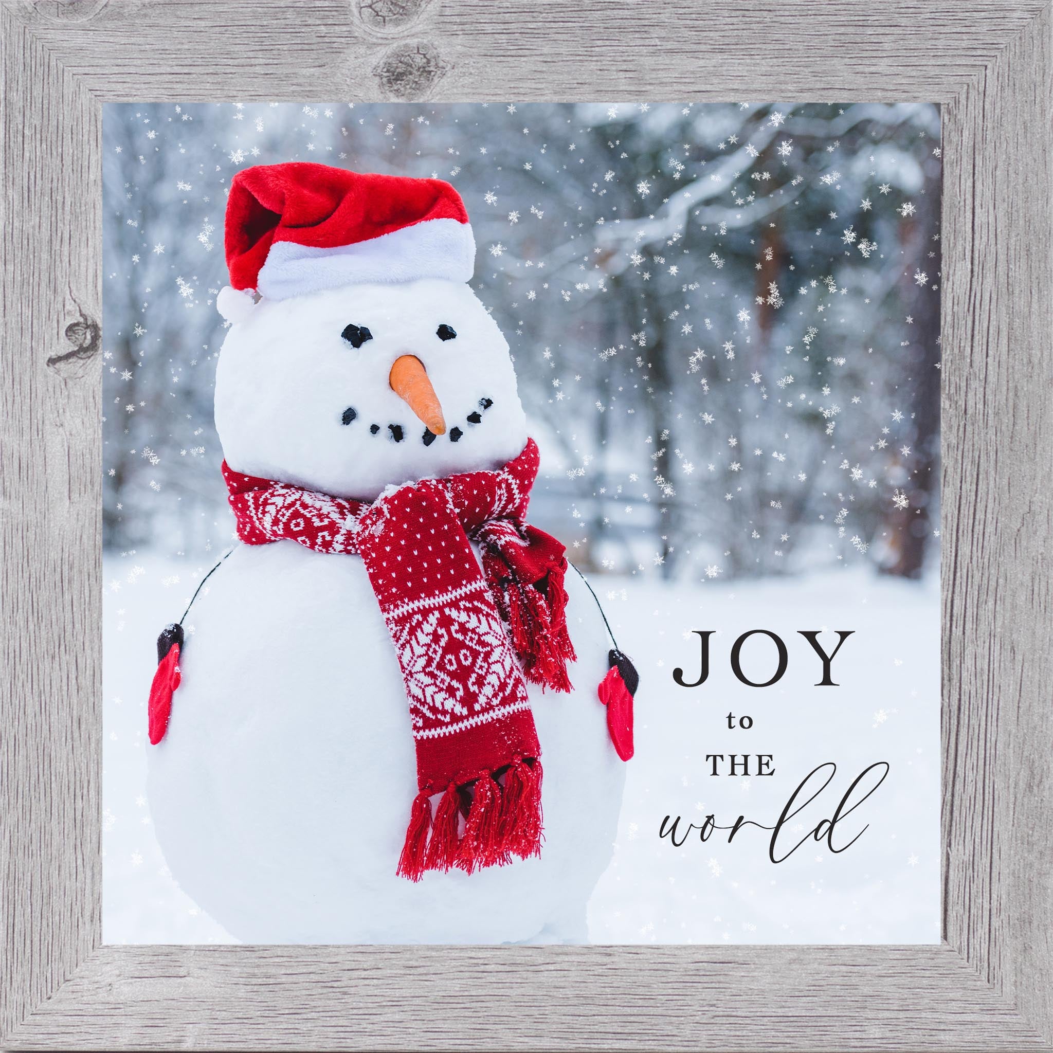Joy to the World Snowman Wall Art – Classic Winter Snowman Decor with Red Scarf & Santa Hat (SN48) - Summer Snow Art