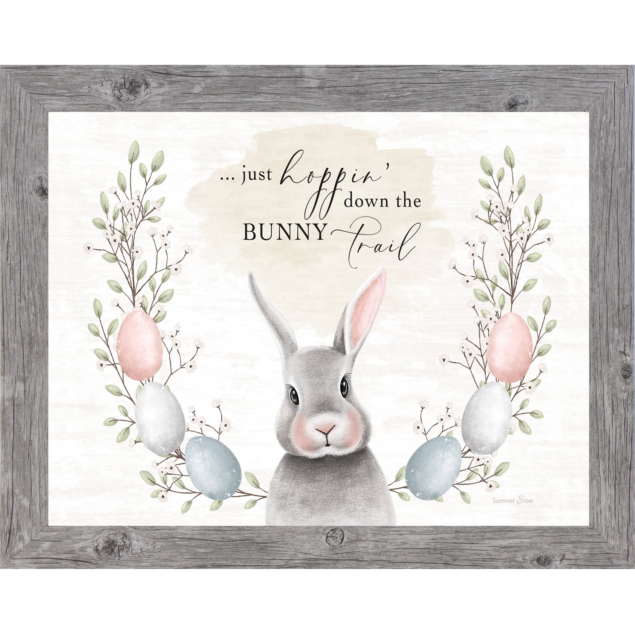 Just Hoppin’ Down the Bunny Trail Framed Wall Art – Easter Bunny Spring Decor | SA377