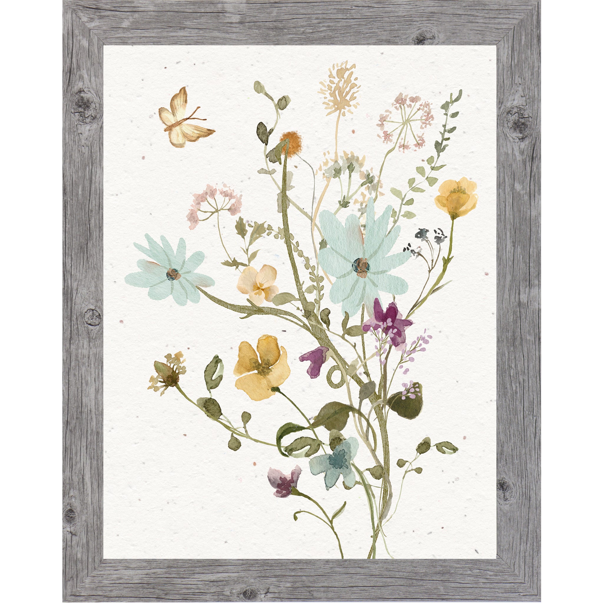 Wildflower Bouquet Wall Art with Butterfly – Soft Floral Botanical Print | SB128 - Summer Snow Art