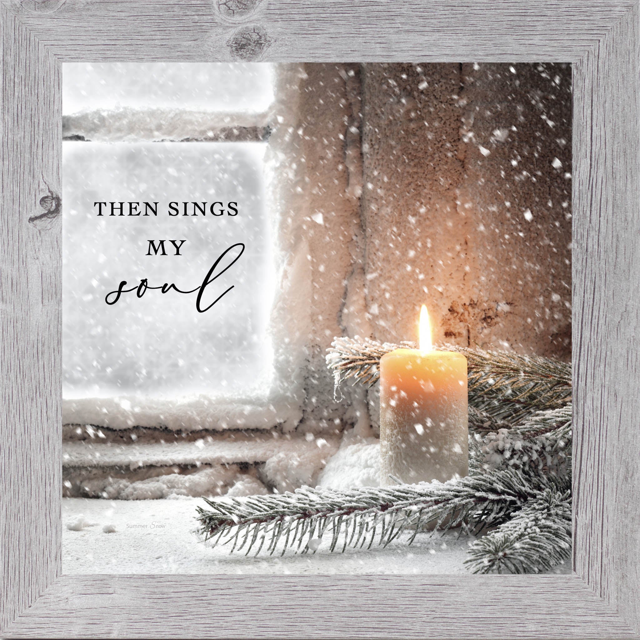 Then Sings My Soul Wall Art – Winter Christian Candle Scene Faith Decor (SA111) - Summer Snow Art