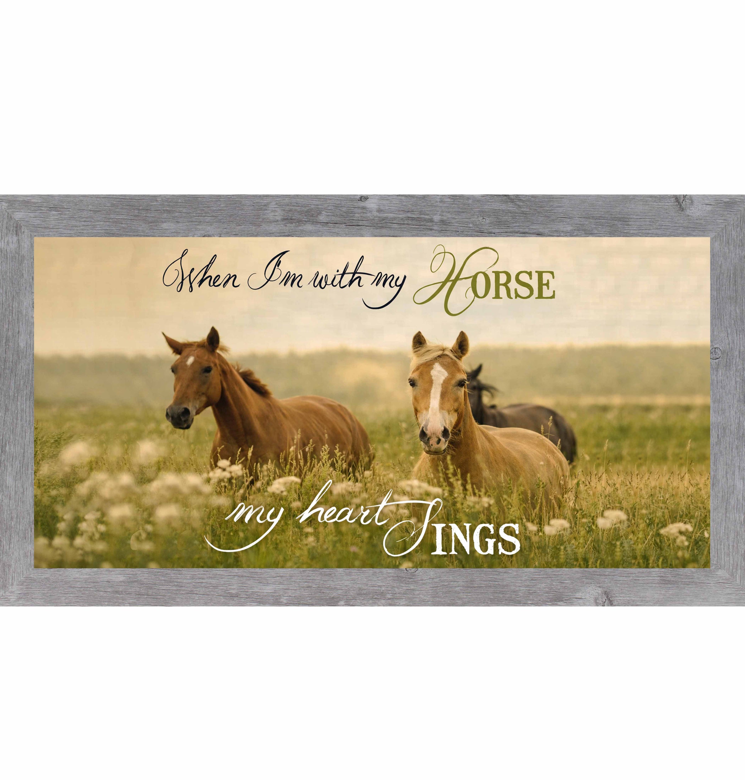 When I’m With My Horse My Heart Sings – Wide Framed Horse Wall Art, Western Equestrian Decor (ZS103)