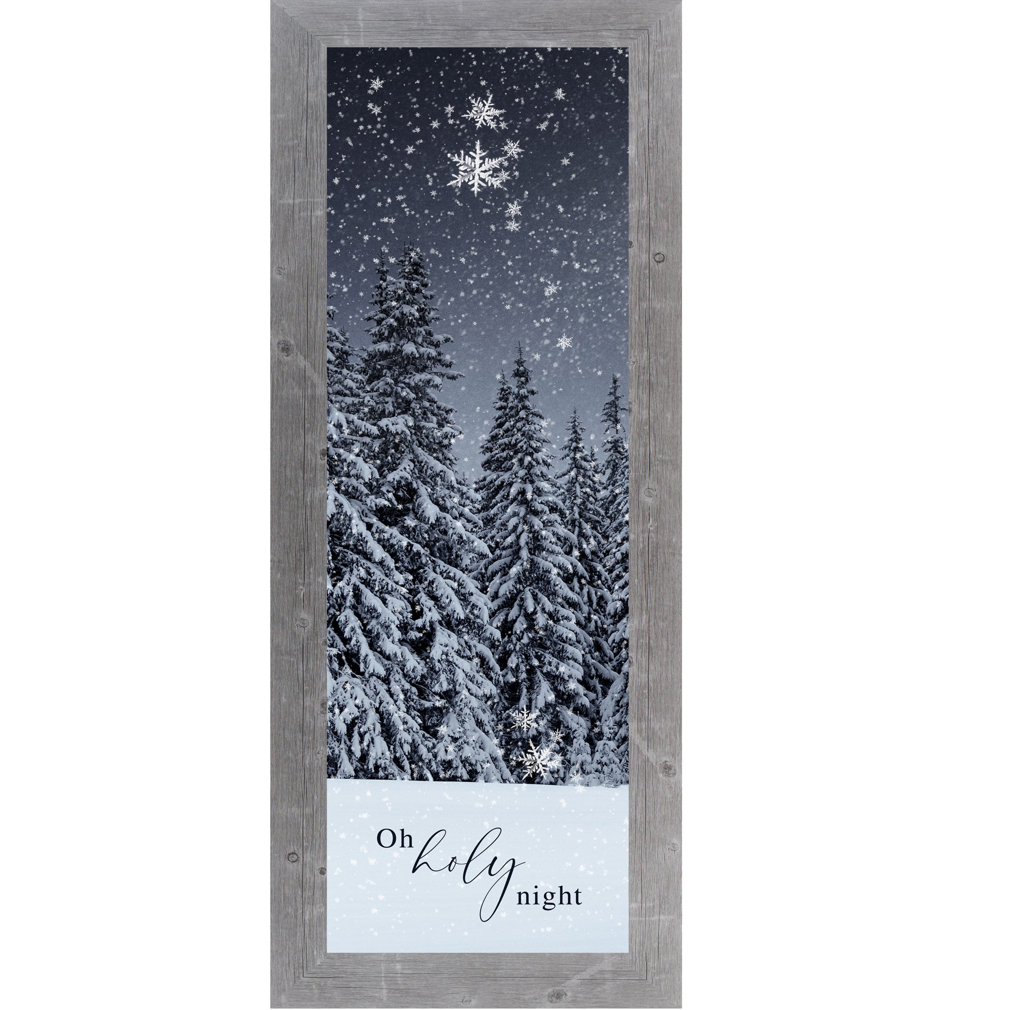 Oh Holy Night Wall Art – Christian Christmas Winter Decor with Snowy Evergreen Trees (SA815)