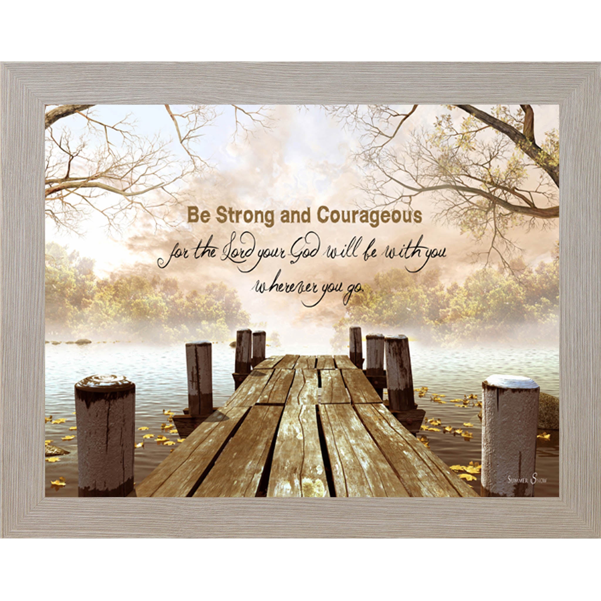 Be Strong and Courageous – Scripture Framed Wall Art | Joshua 1:9 Christian Home Decor (SS9927)