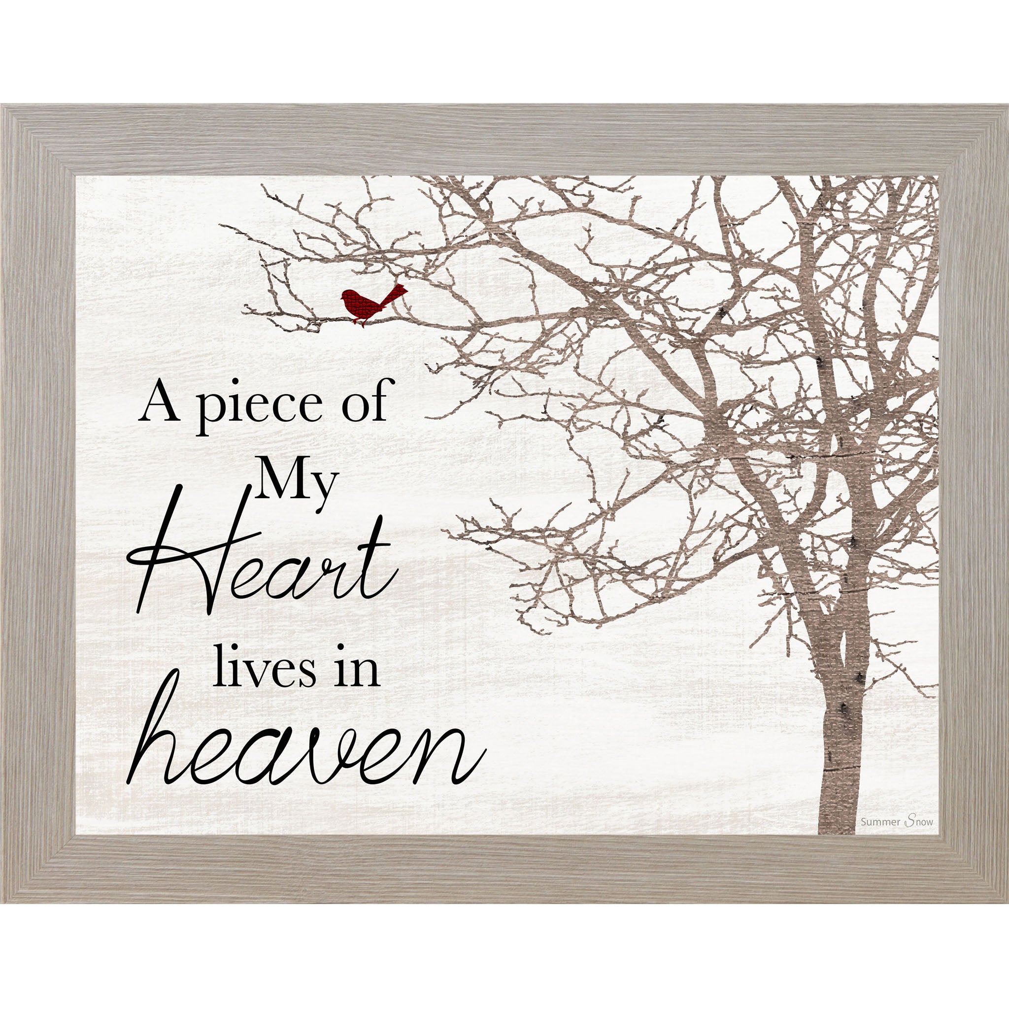 A Piece of My Heart Lives in Heaven – Cardinal Sympathy Framed Wall Art (SSA179)