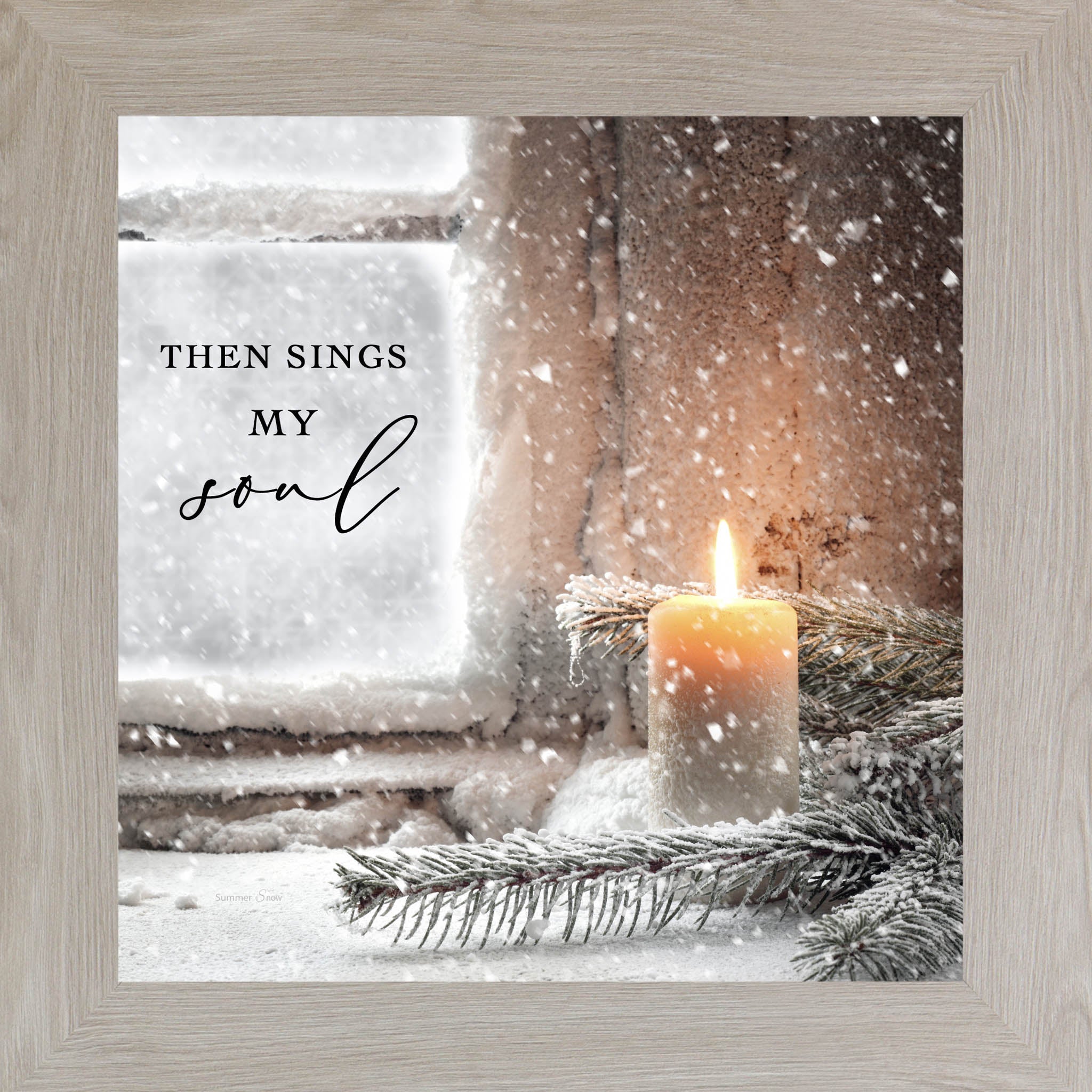 Then Sings My Soul Wall Art – Winter Christian Candle Scene Faith Decor (SA111) - Summer Snow Art