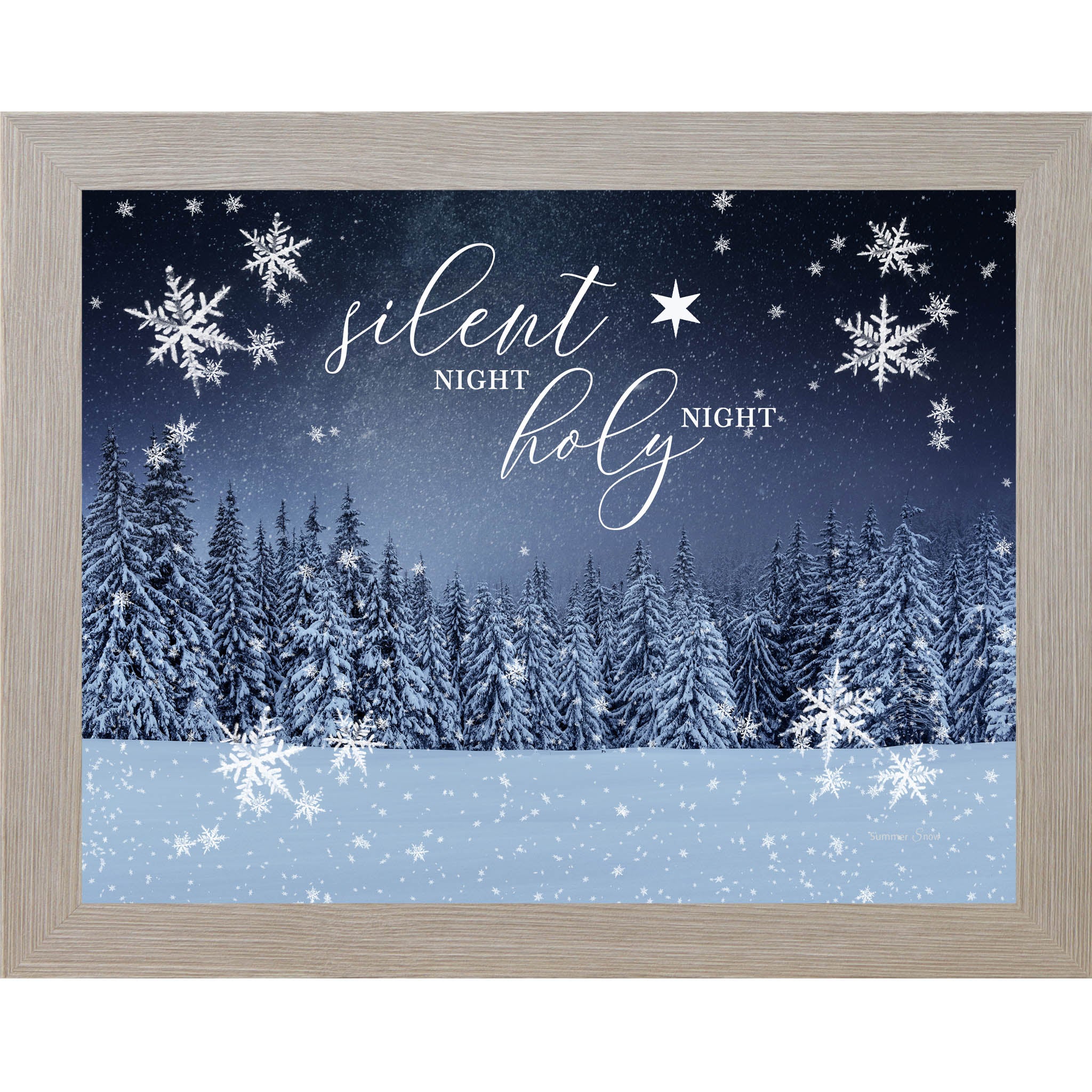 Silent Night Holy Night – Framed Christmas Wall Art with Winter Snow Scene (SA351)