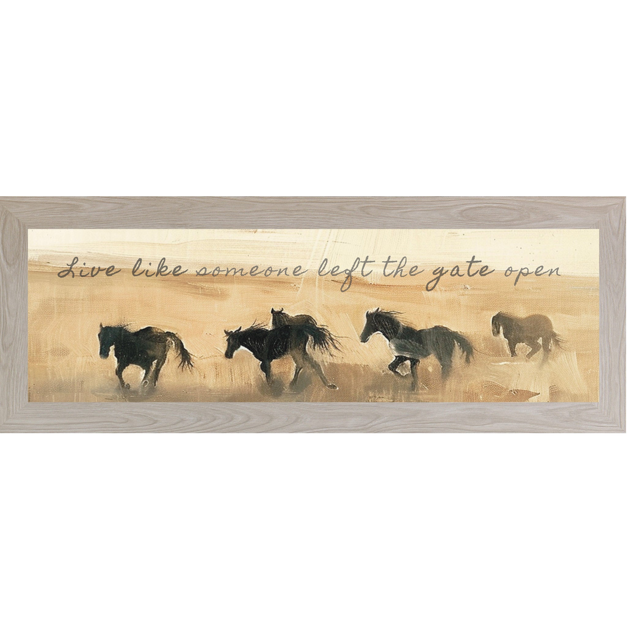 Live Like Someone Left The Gate Open – Wide Framed Horse Wall Art, Western Farm Decor (ZS102)