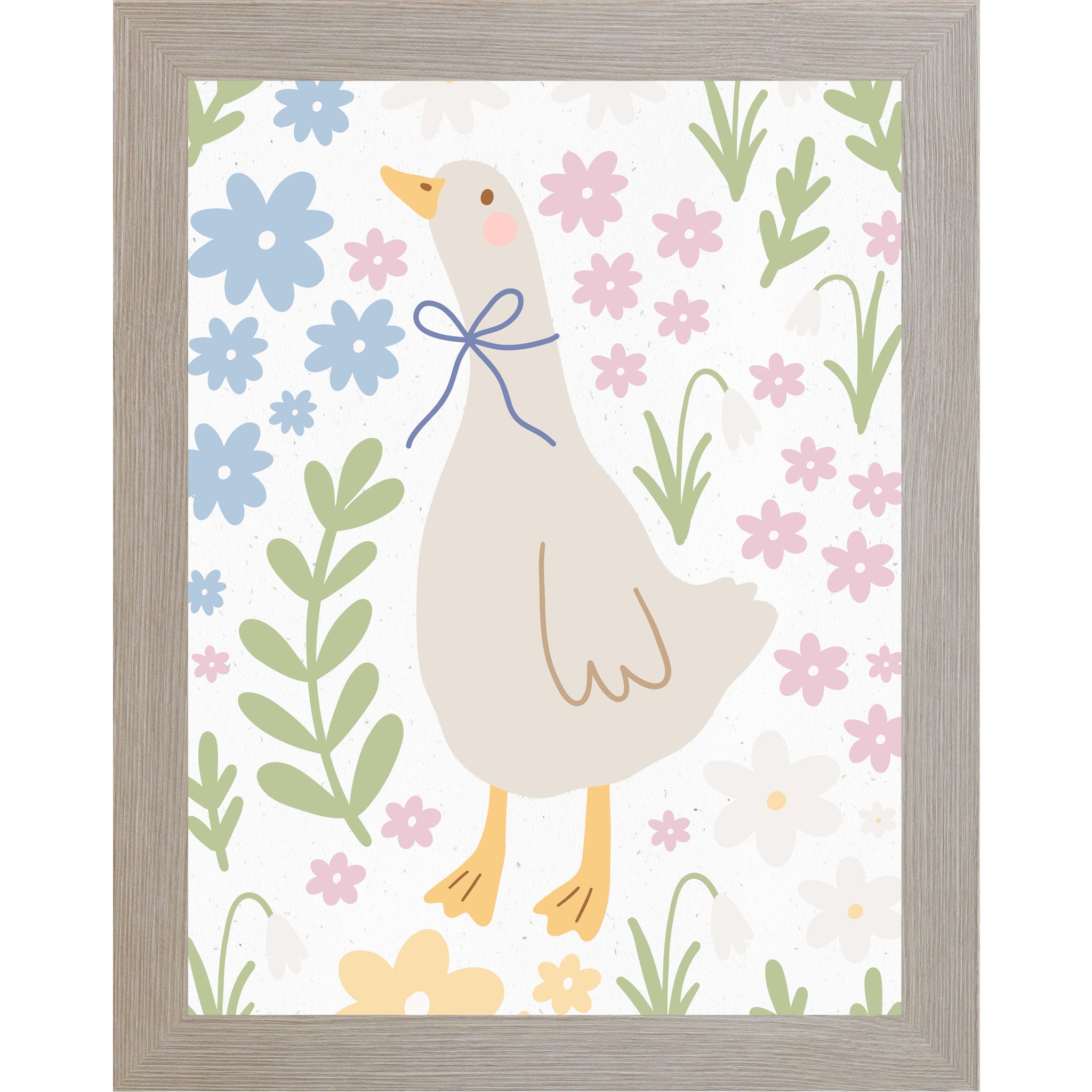 Whimsical Duck Floral Wall Art – Pastel Spring Framed Art for Nursery & Everyday Home Decor (SB121)