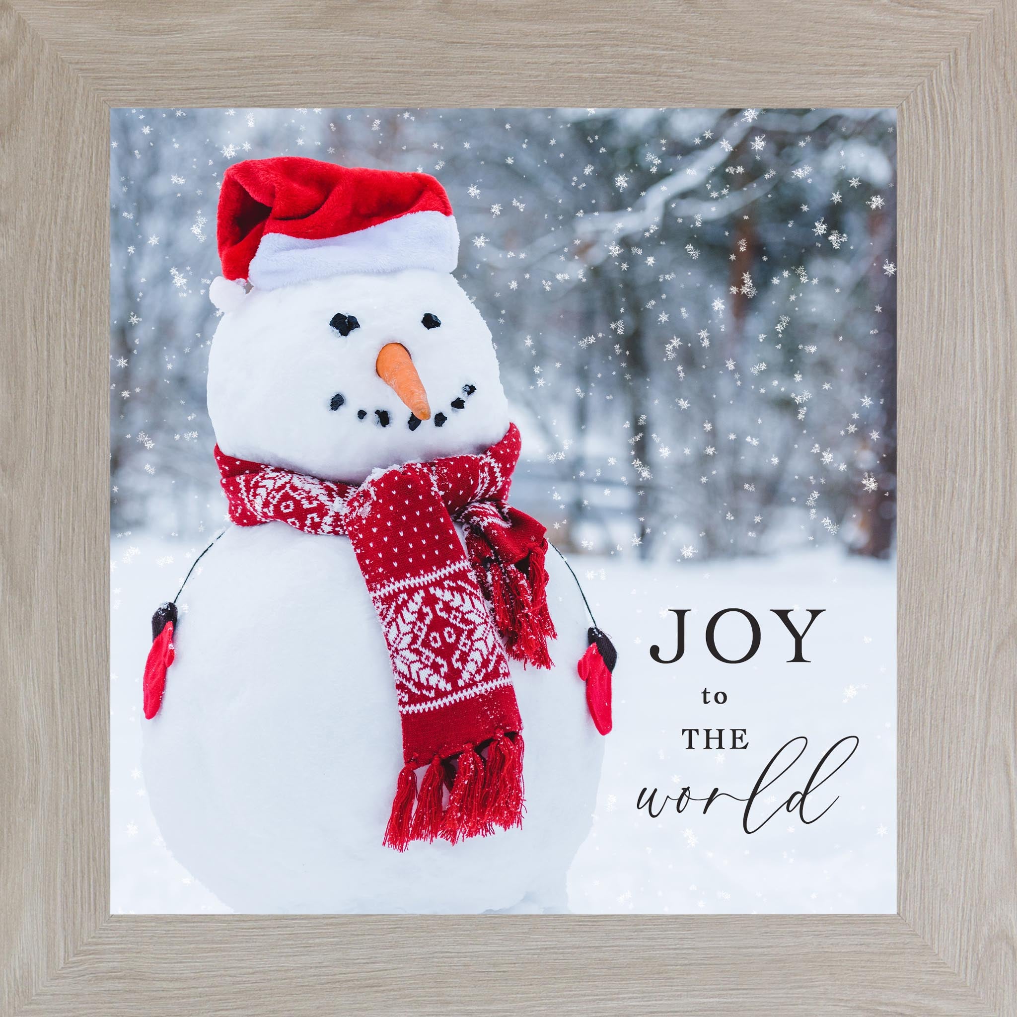 Joy to the World Snowman Wall Art – Classic Winter Snowman Decor with Red Scarf & Santa Hat (SN48) - Summer Snow Art