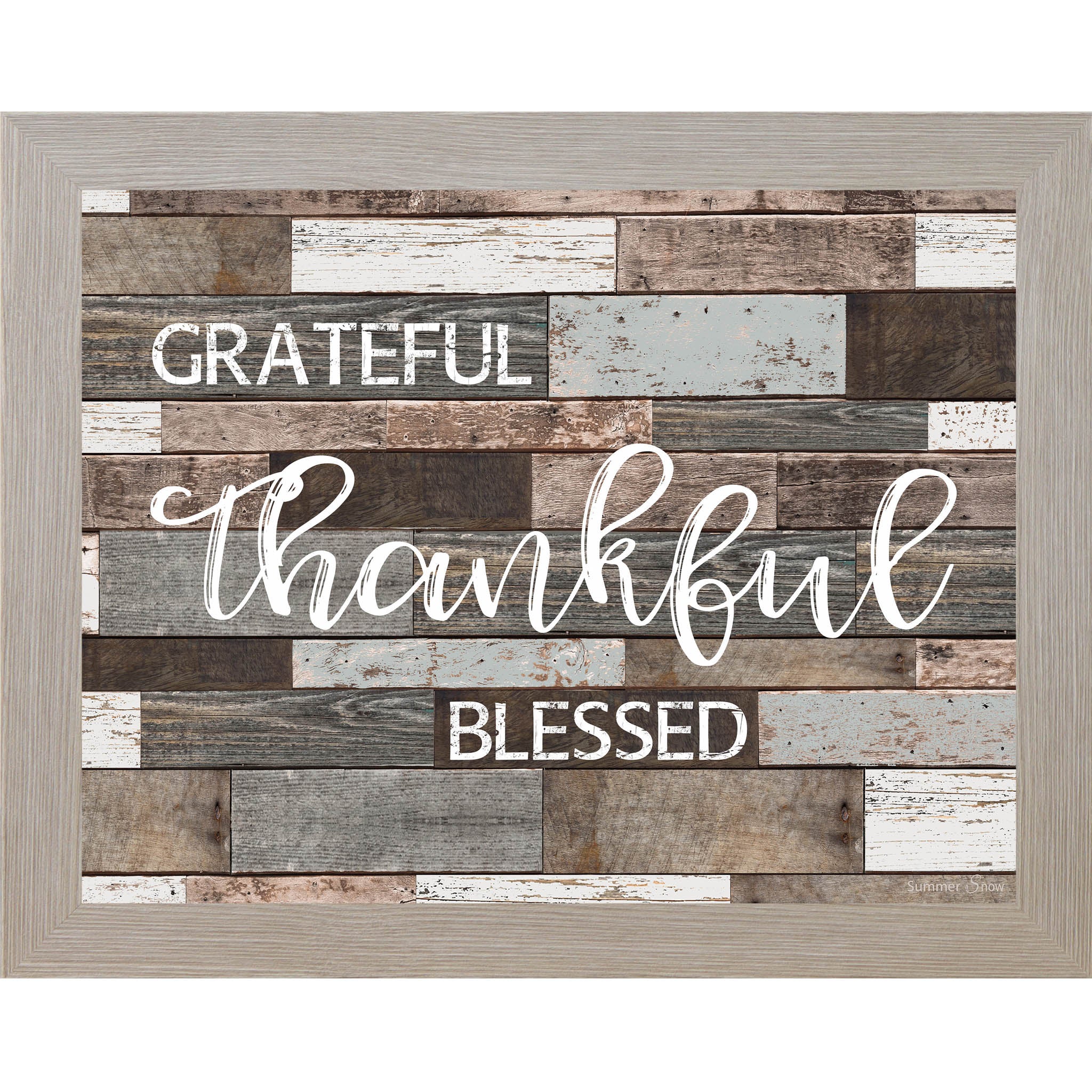 Grateful Thankful Blessed – Slatted Wood Inspirational Framed Wall Art (SSA000)