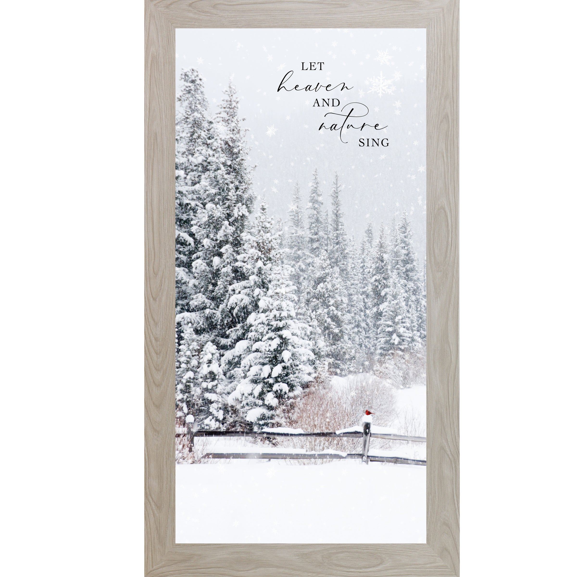 Let Heaven and Nature Sing – Framed Winter Wall Art with Cardinal & Snow Scene (SN730)