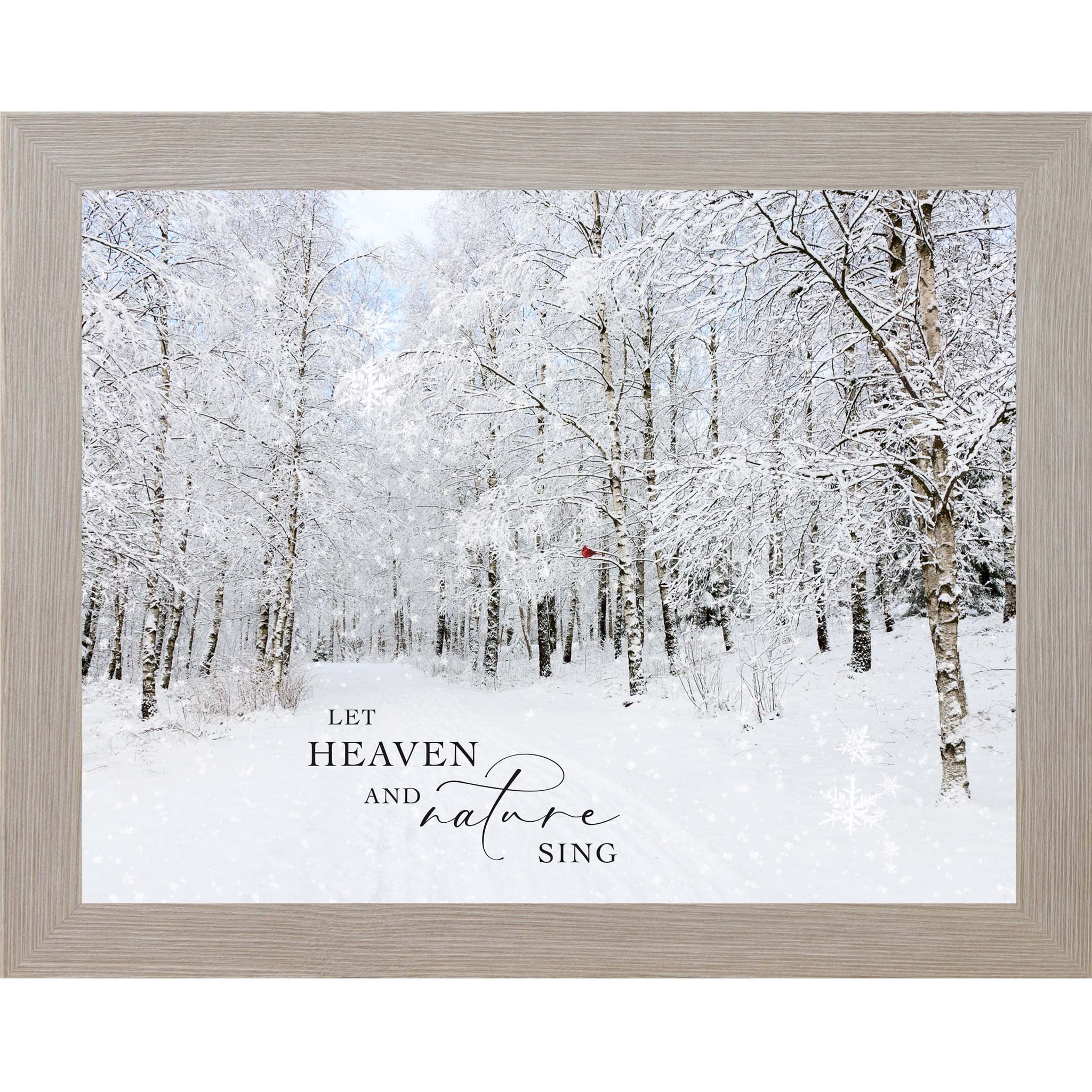 Let Heaven and Nature Sing Wall Art – Christian Winter Scene with Cardinal (SN339)