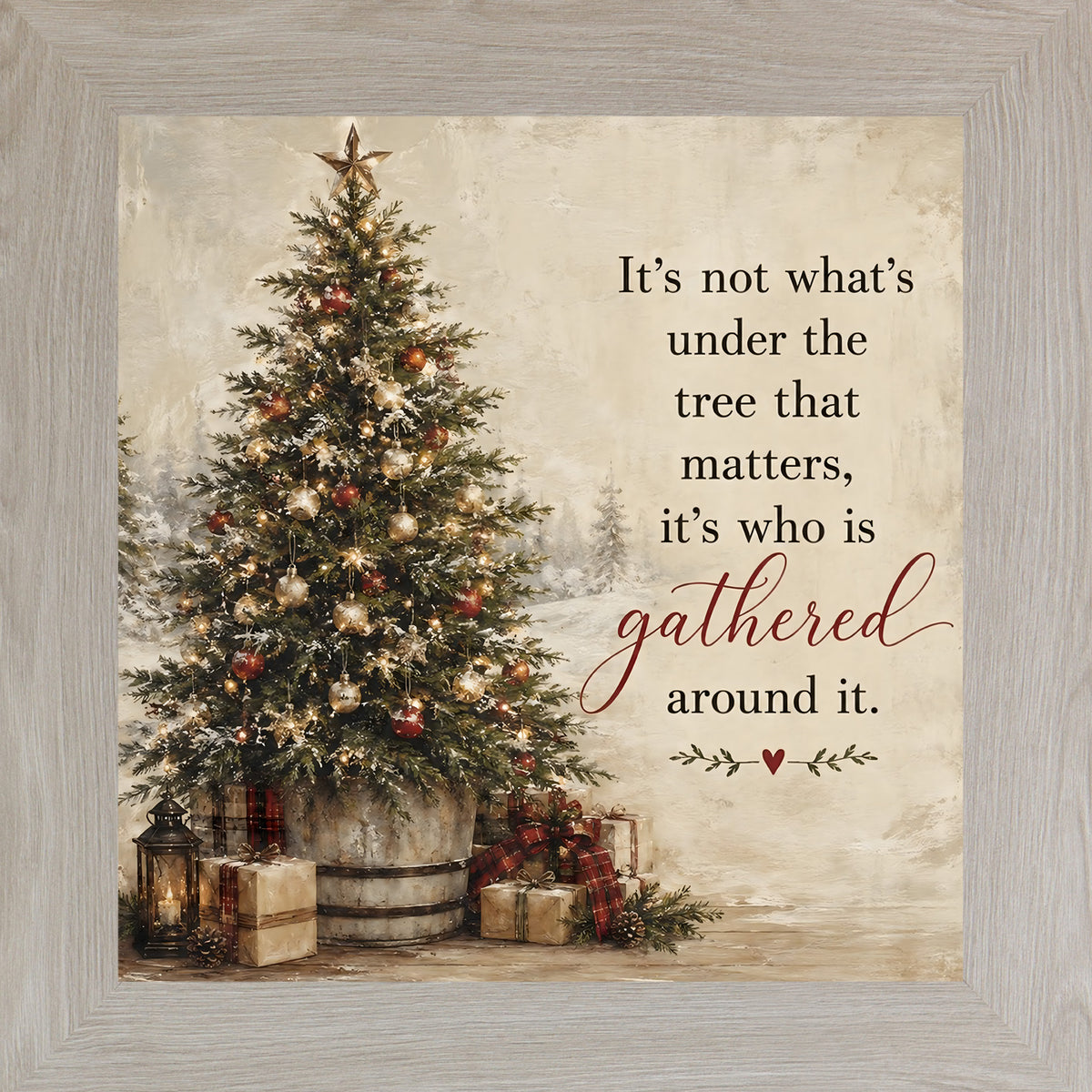 It's Not What's Under the Tree wall art in Monte Carlo frame, holiday family sign