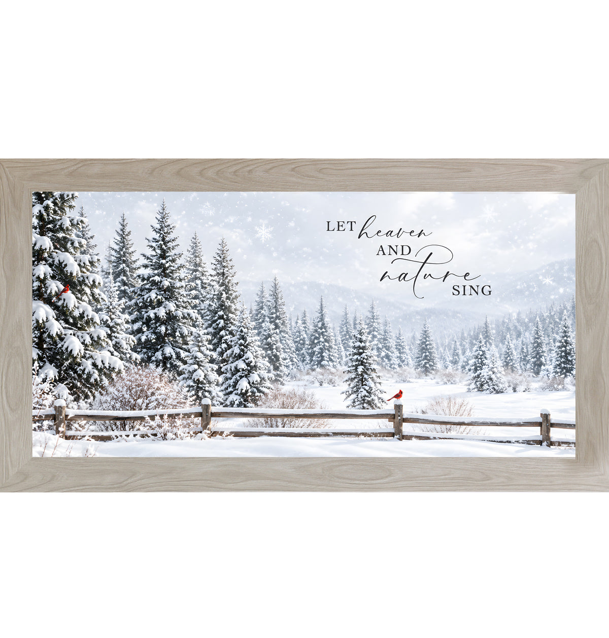Let Heaven and Nature Sing wall art in Monte Carlo frame, winter valley Christmas hymn