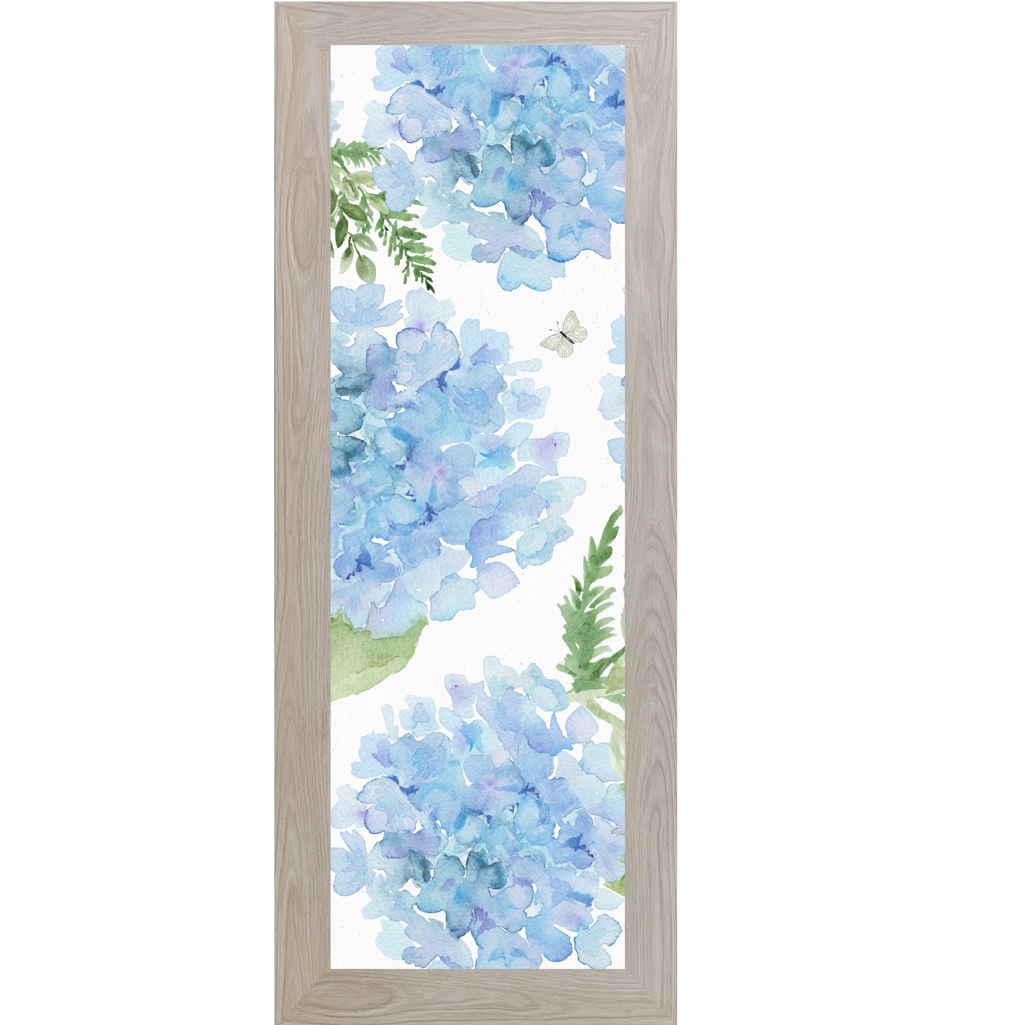 Blue Hydrangea Wall Art (Vertical Floral Decor) Watercolor Botanical (SB914)