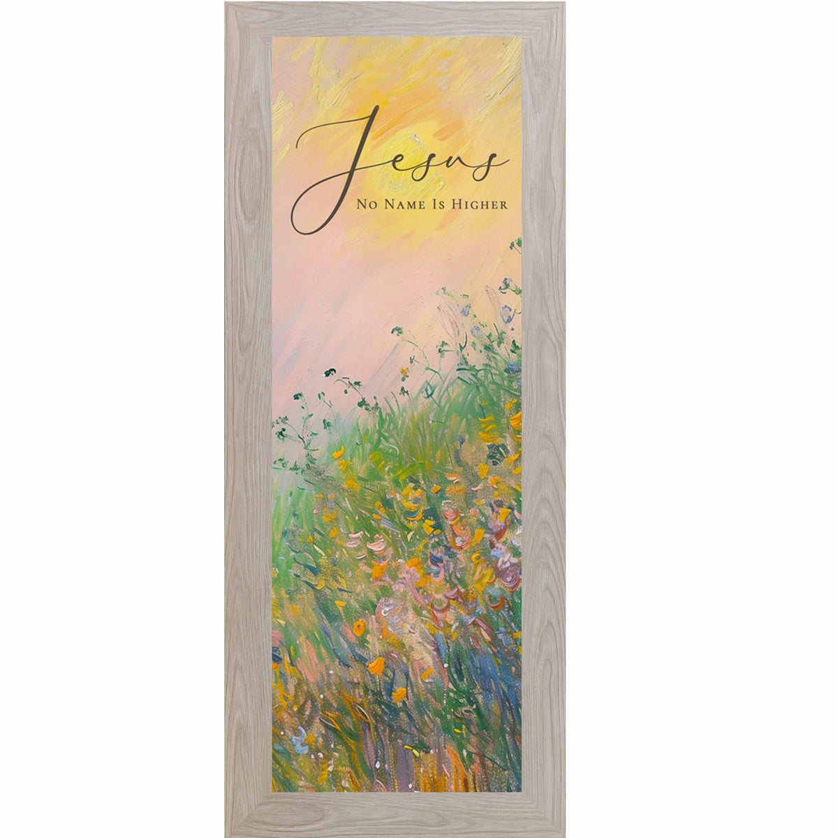 Jesus No Name Is Higher – Christian Vertical Wall Art, Watercolor Floral Faith Decor – SB908 - Summer Snow Art