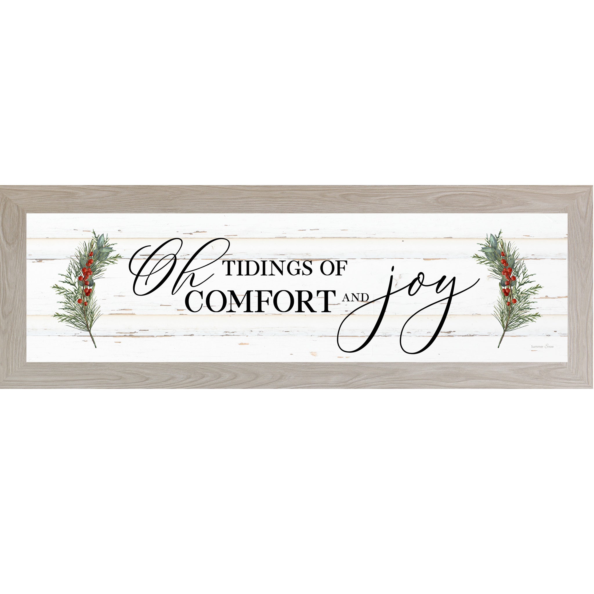 Oh Tidings of Comfort and Joy – Christian Christmas Wall Art, Winter Faith Decor, Framed Holiday Mantel Art (SS103656)