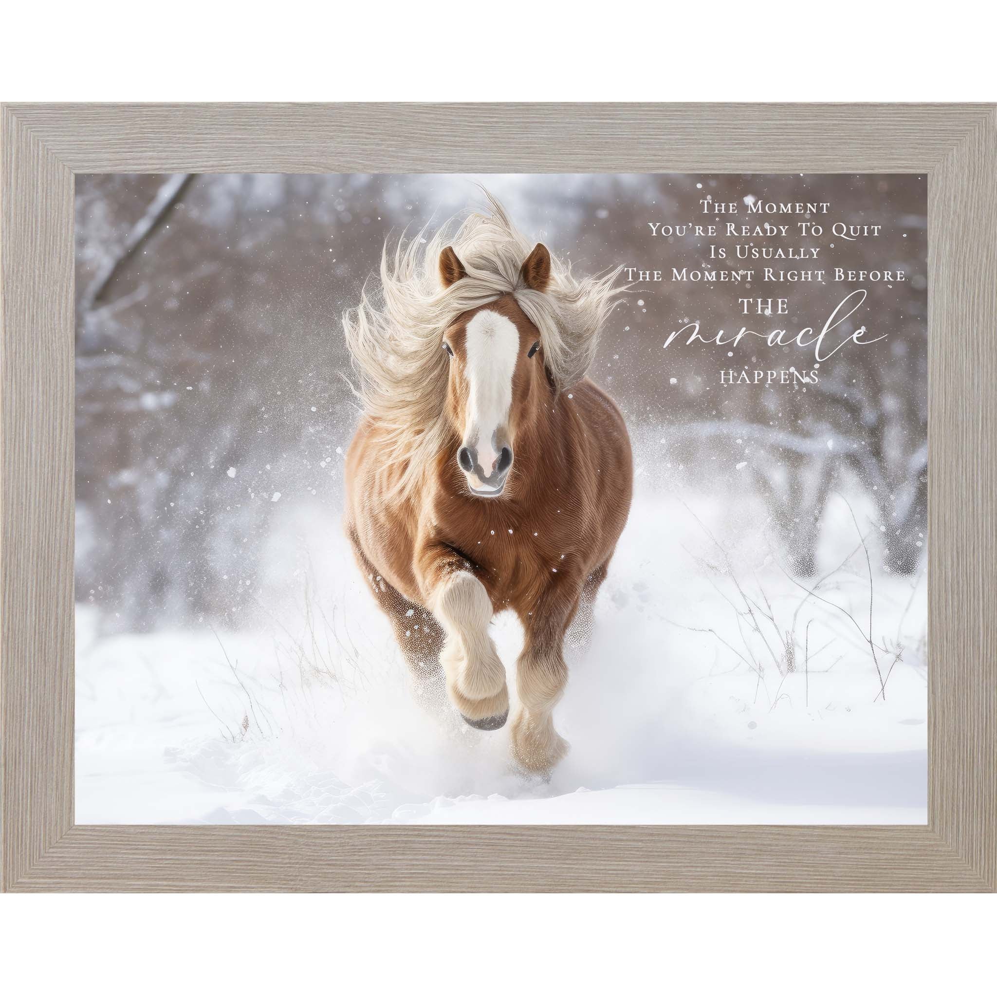 The Moment You’re Ready To Quit – Inspirational Winter Horse Art by Summer Snow (SB160)