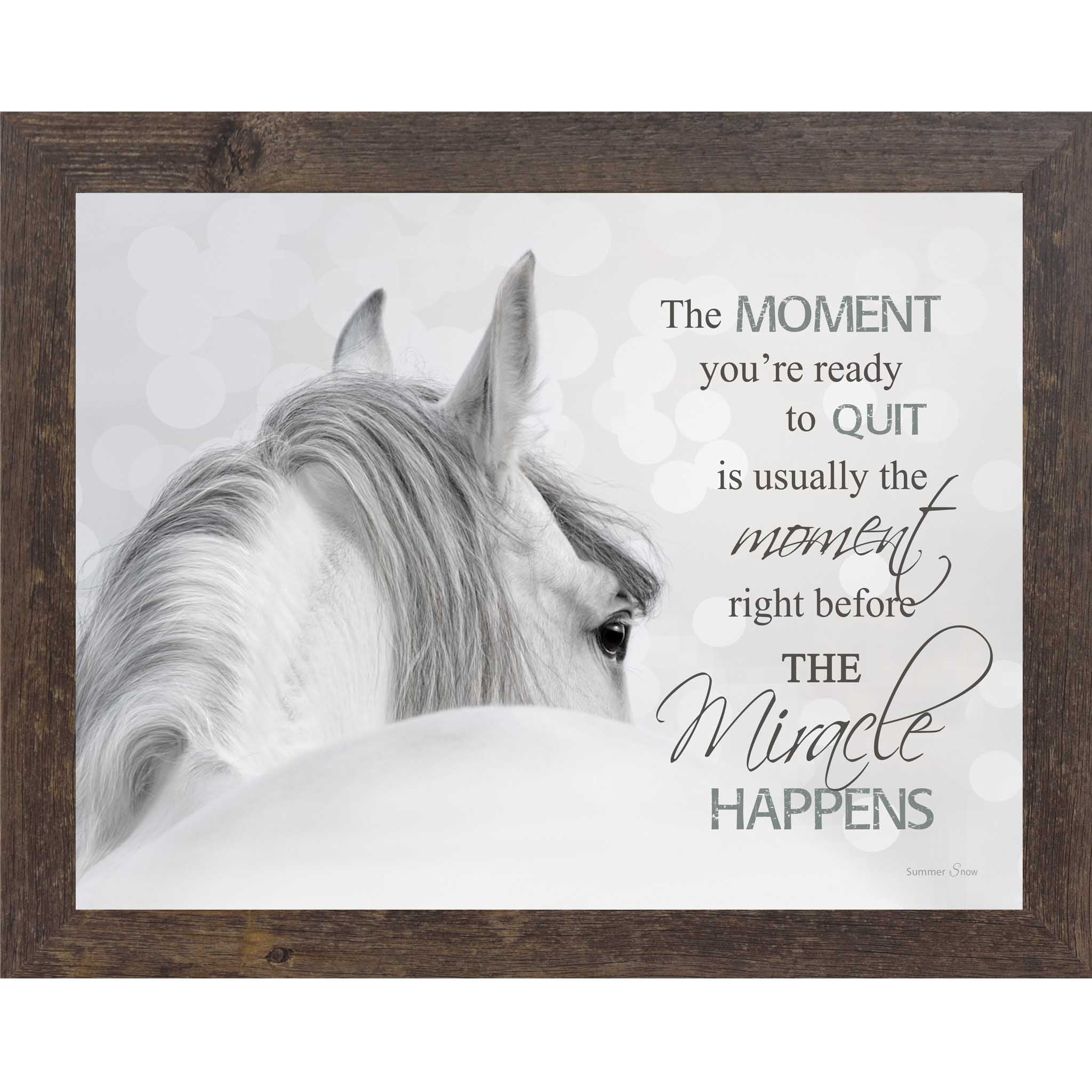 The Moment You’re Ready to Quit White Horse Wall Art – Inspirational Framed Print (SSW98)