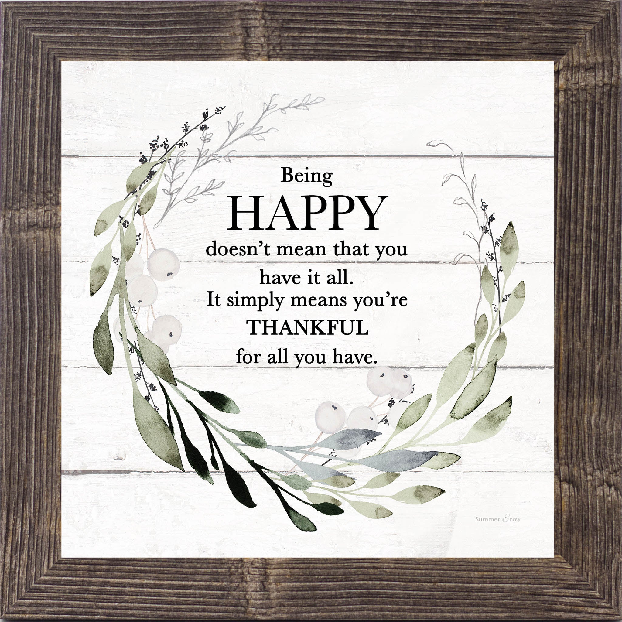 Being Happy – Inspirational Framed Wall Art | Grateful Everyday Home Decor (SS868)