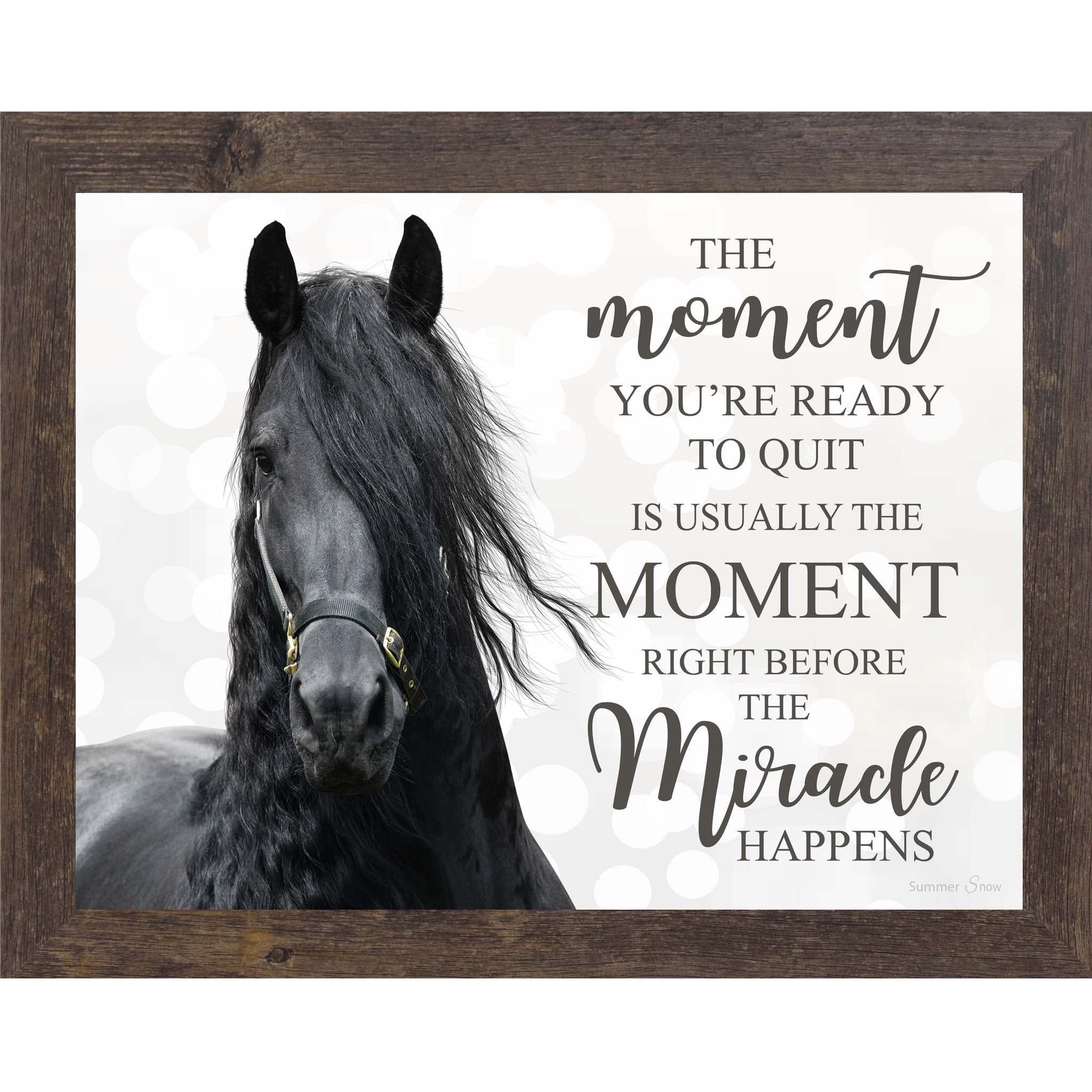 The Moment You’re Ready to Quit Horse Wall Art – Inspirational Black Horse Framed Artwork (SSW9835)