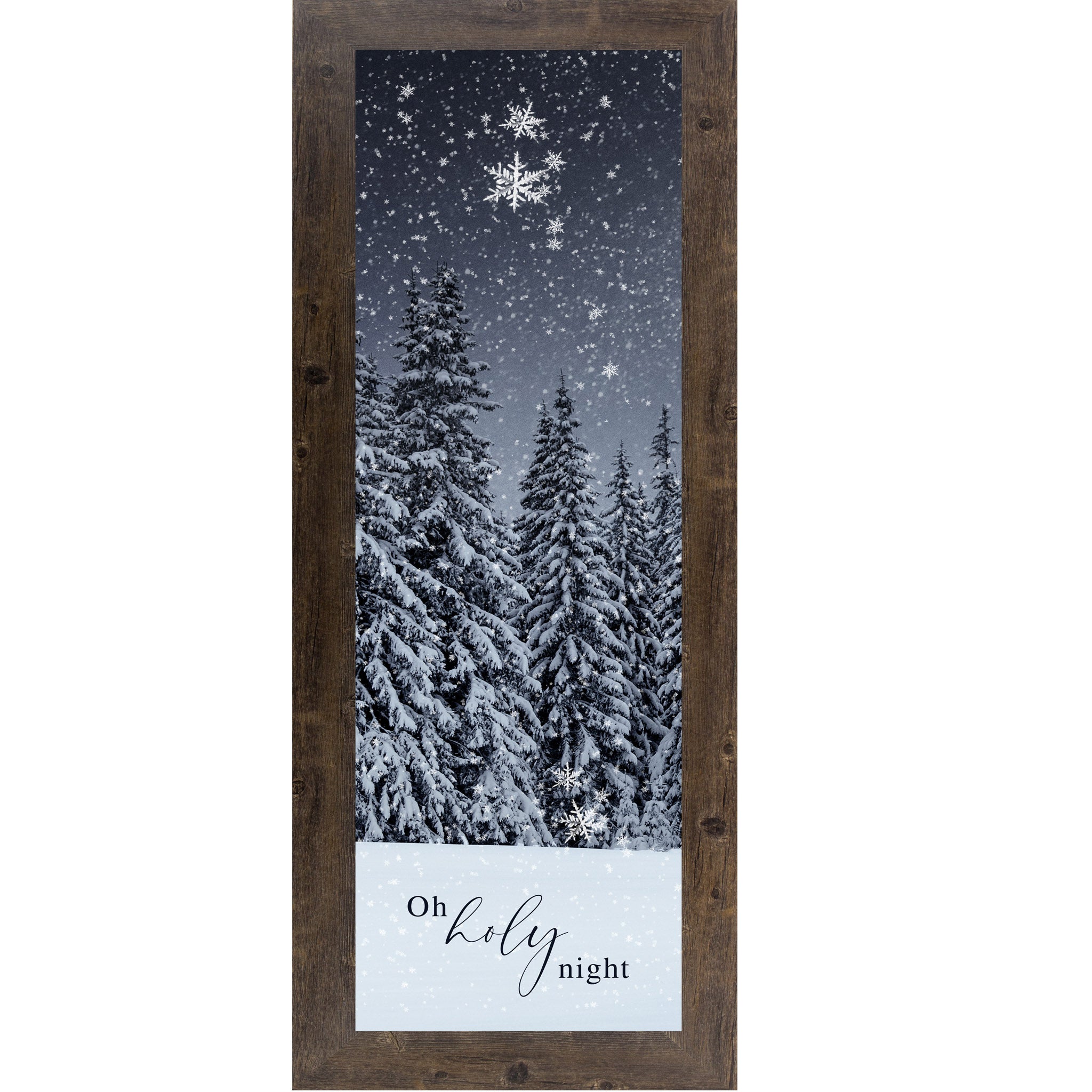 Oh Holy Night Wall Art – Christian Christmas Winter Decor with Snowy Evergreen Trees (SA815)
