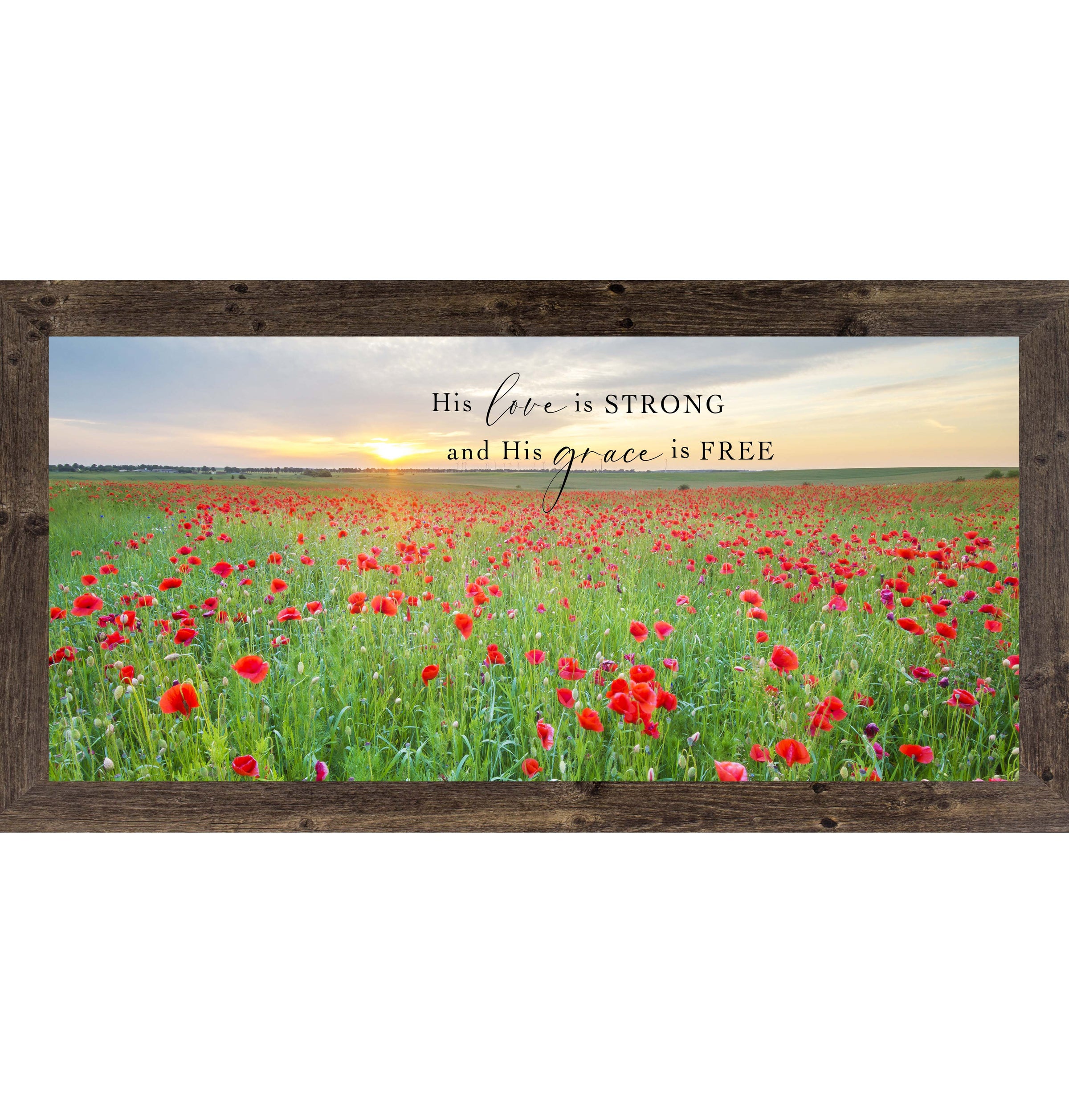 His Love Is Strong and His Grace Is Free – Framed Christian Wall Art NS627