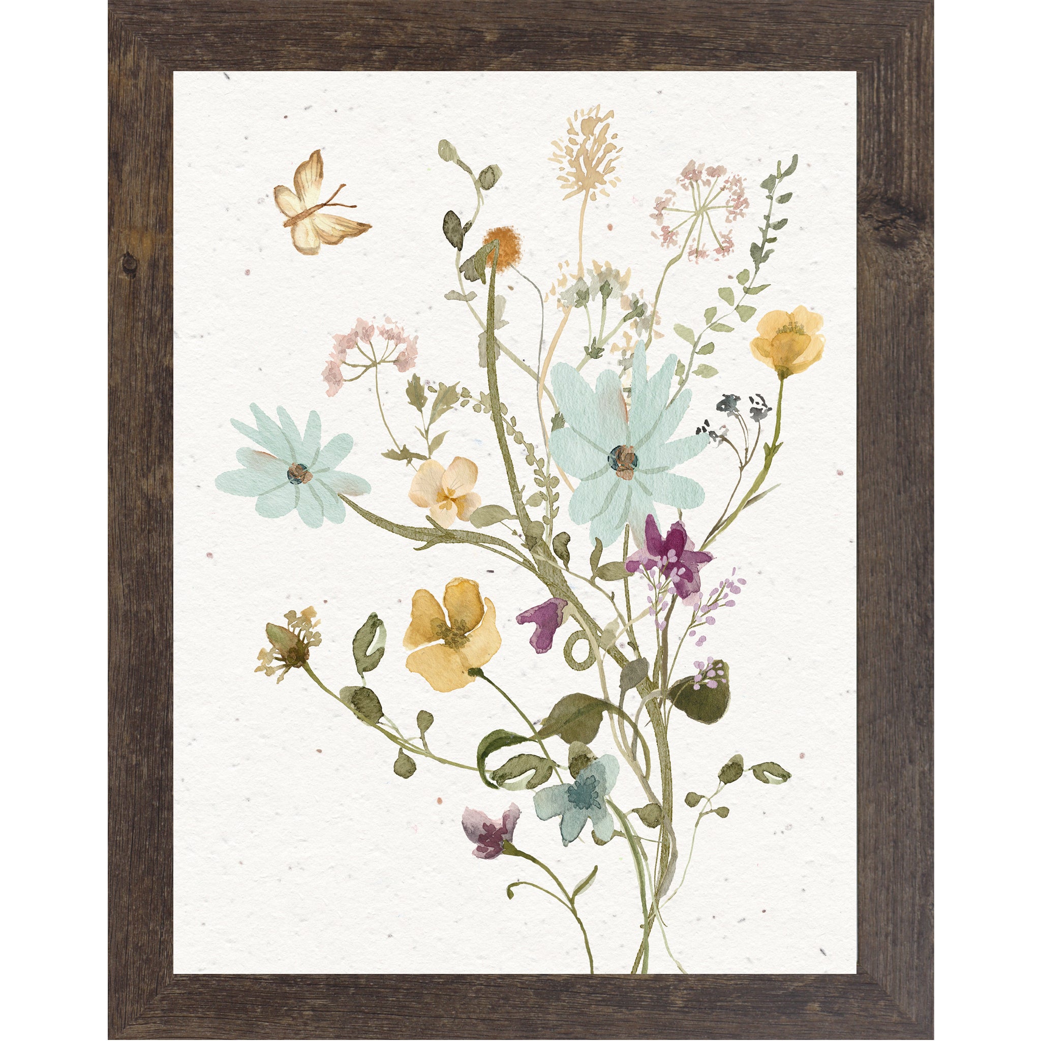 Wildflower Bouquet Wall Art with Butterfly – Soft Floral Botanical Print | SB128 - Summer Snow Art