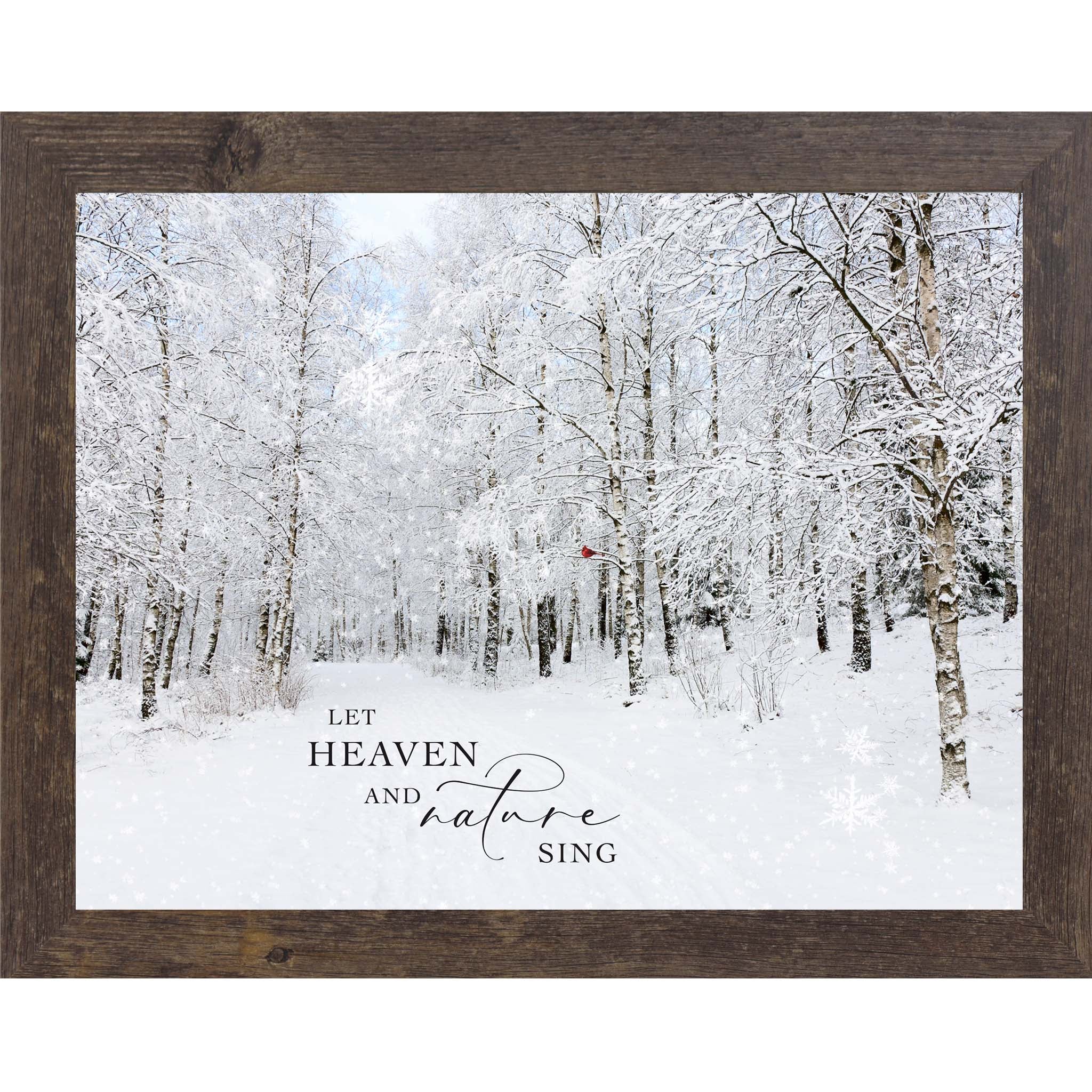 Let Heaven and Nature Sing Wall Art – Christian Winter Scene with Cardinal (SN339)
