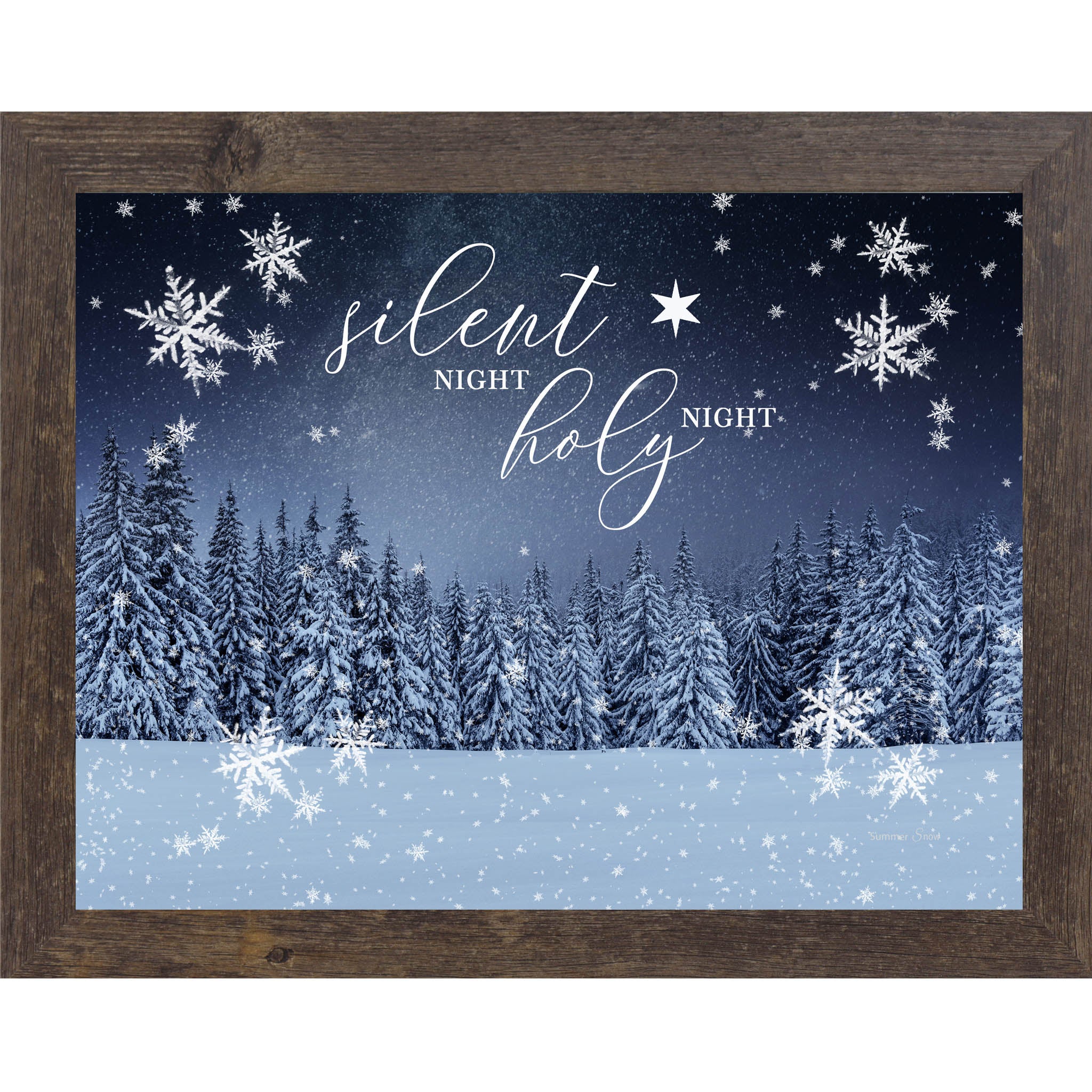 Silent Night Holy Night – Framed Christmas Wall Art with Winter Snow Scene (SA351)