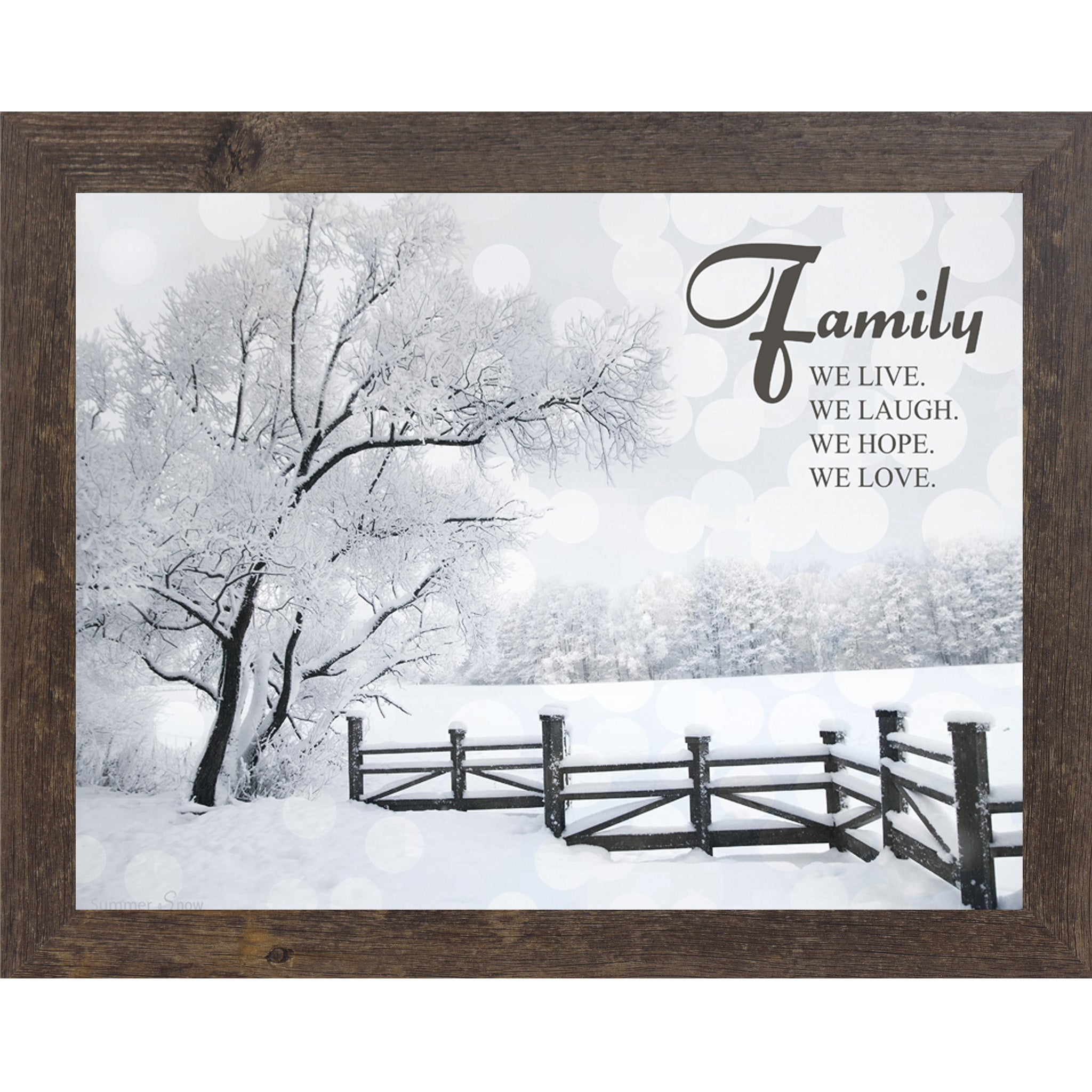 Family – We Live, We Laugh, We Hope, We Love – Framed Winter Family Wall Art (SSA099)