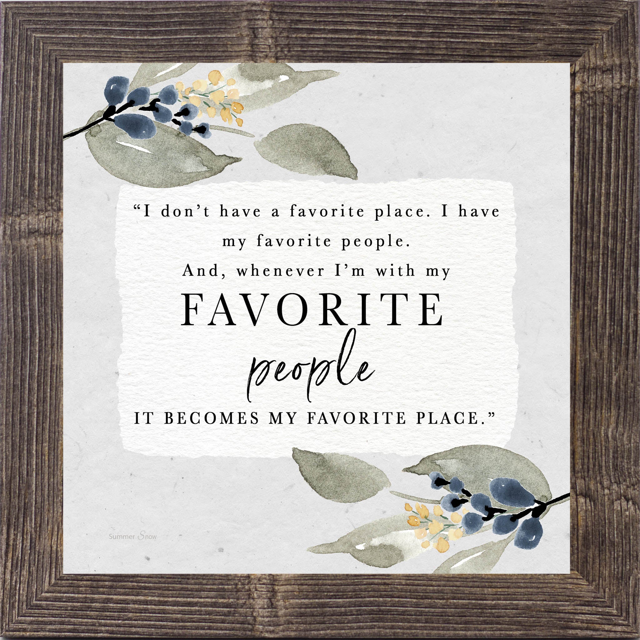 Favorite People – Framed Inspirational Quote Wall Art for Home (SS916)