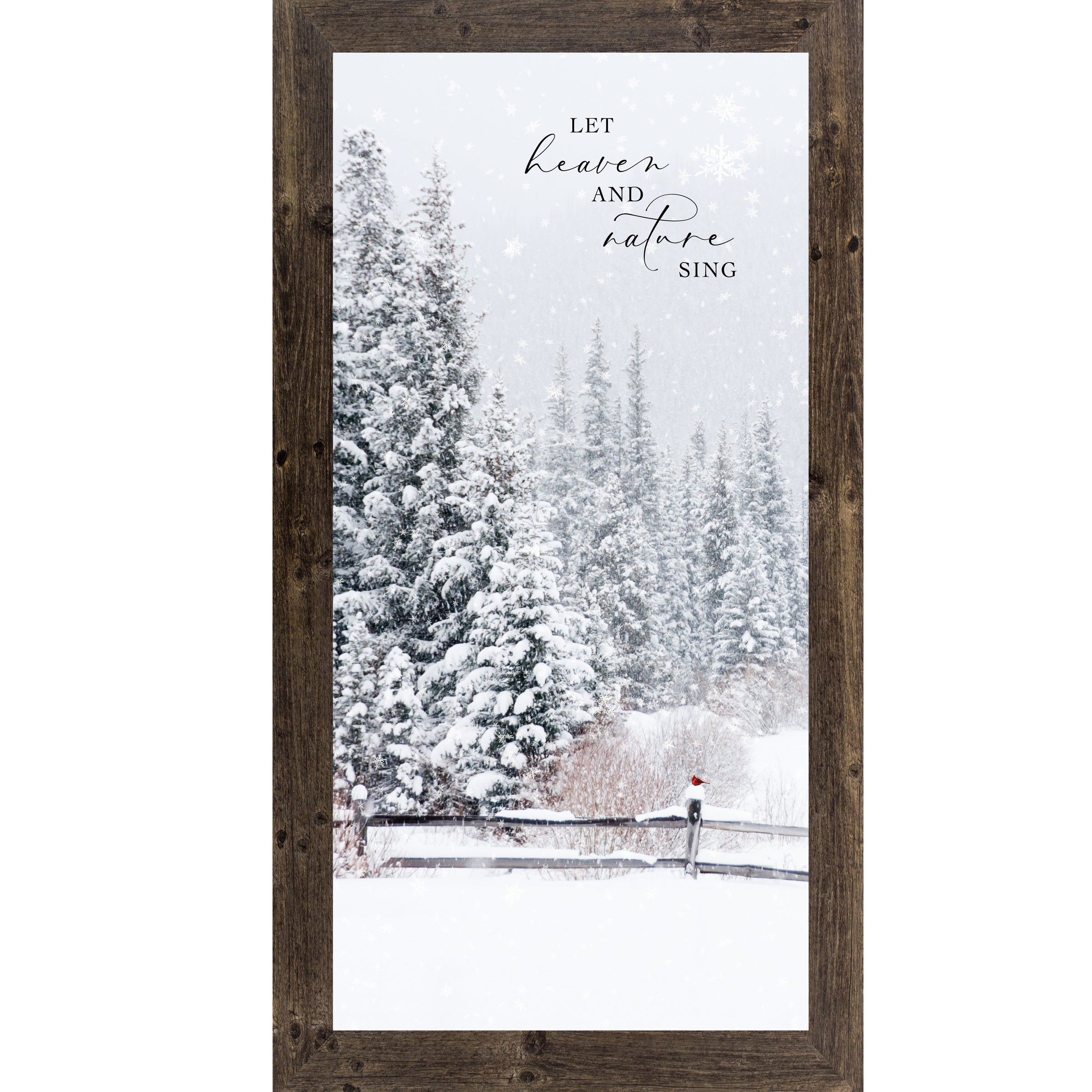 Let Heaven and Nature Sing – Framed Winter Wall Art with Cardinal & Snow Scene (SN730)