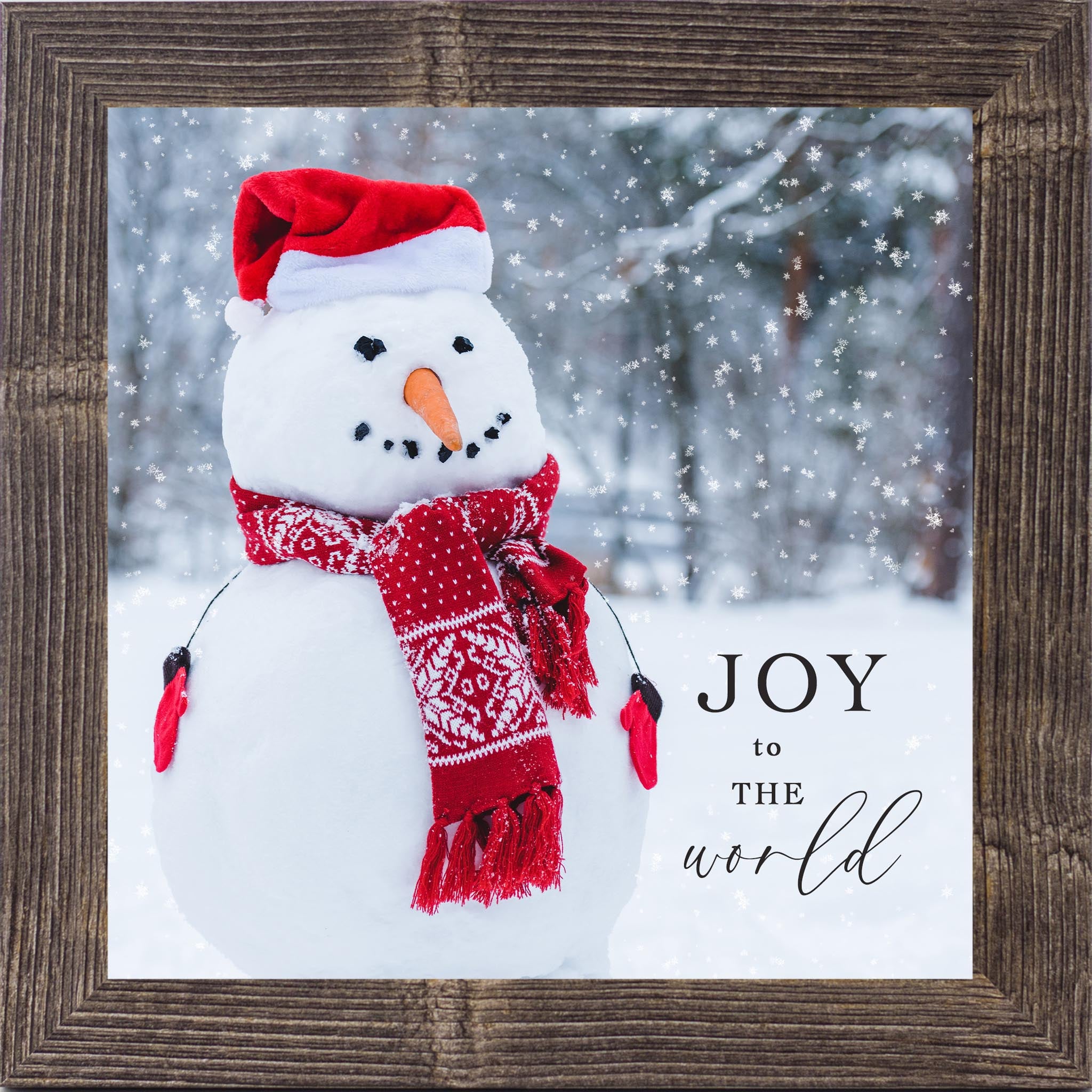 Joy to the World Snowman Wall Art – Classic Winter Snowman Decor with Red Scarf & Santa Hat (SN48) - Summer Snow Art