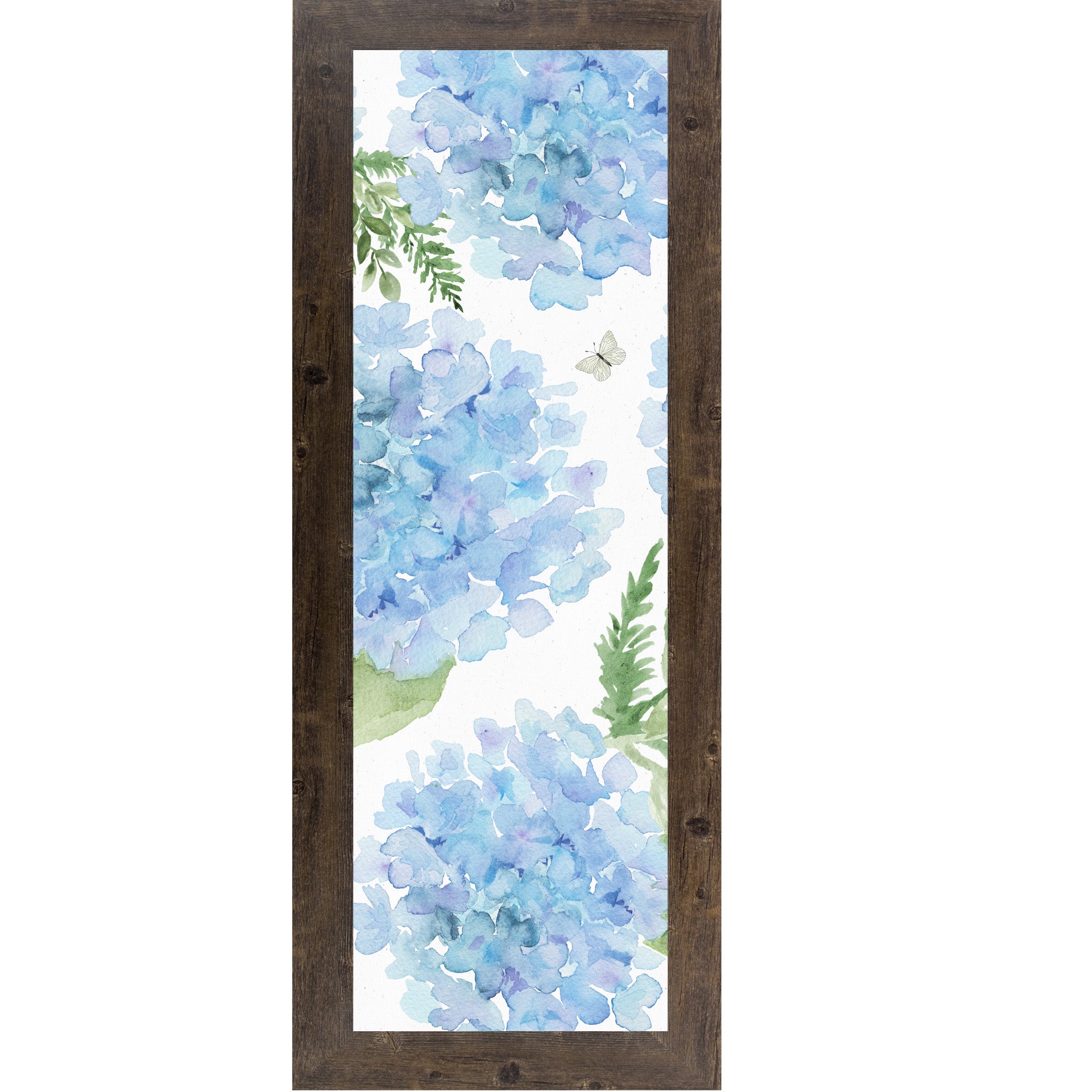 Blue Hydrangea Wall Art (Vertical Floral Decor) Watercolor Botanical (SB914)