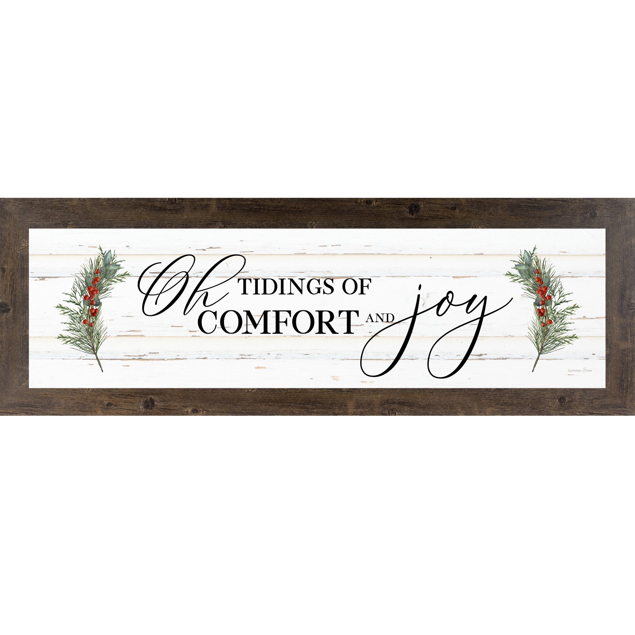 Oh Tidings of Comfort and Joy – Christian Christmas Wall Art, Winter Faith Decor, Framed Holiday Mantel Art (SS103656)