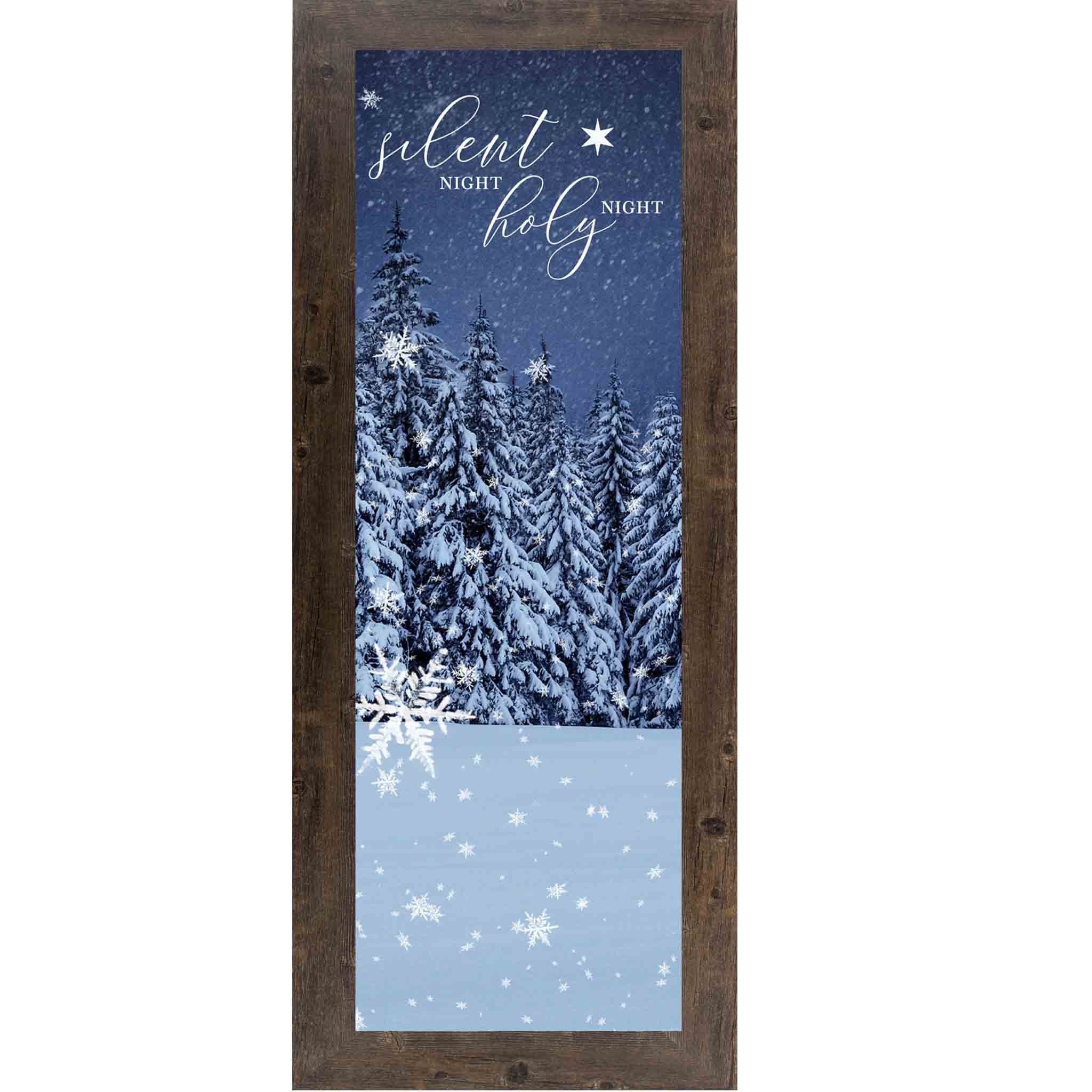 Silent Night Holy Night – Winter Forest Christmas Wall Art  Vertical Framed Art by Summer Snow (SB907)
