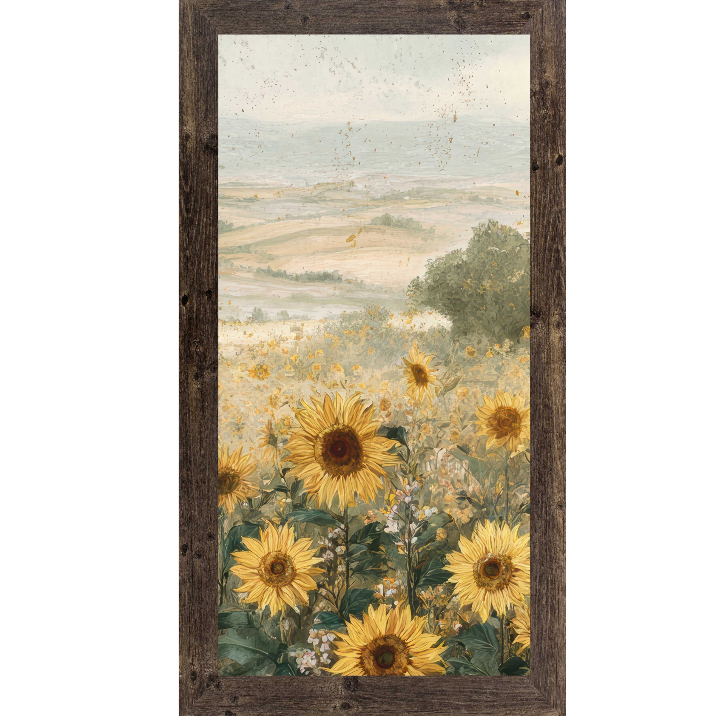 Sunflower Bliss – Framed Sunflower Wall Art, Vertical Floral Nature Decor (SB745) - Summer Snow Art