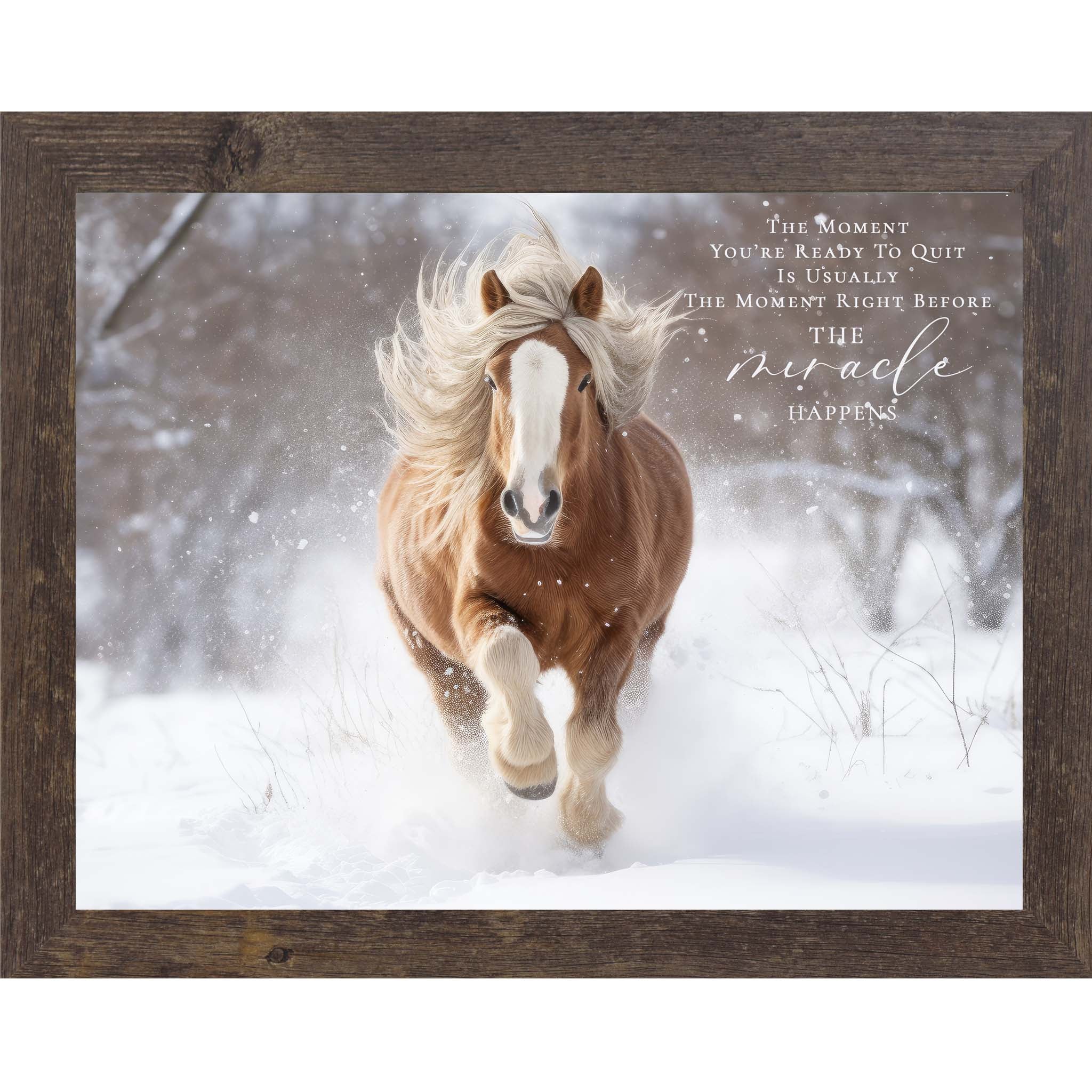 The Moment You’re Ready To Quit – Inspirational Winter Horse Art by Summer Snow (SB160)