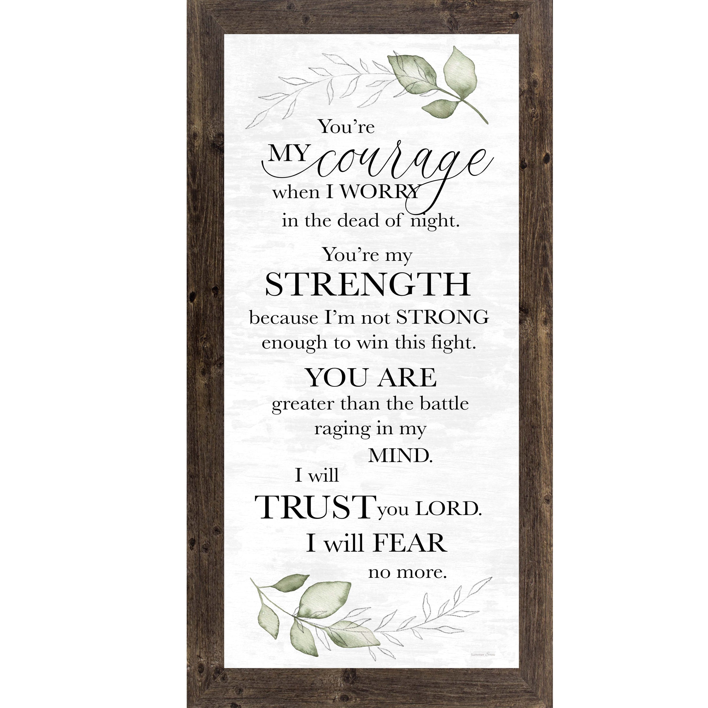 You're My Courage Wall Art – Floral Christian Faith Quote Worry and Strength (SS1032)