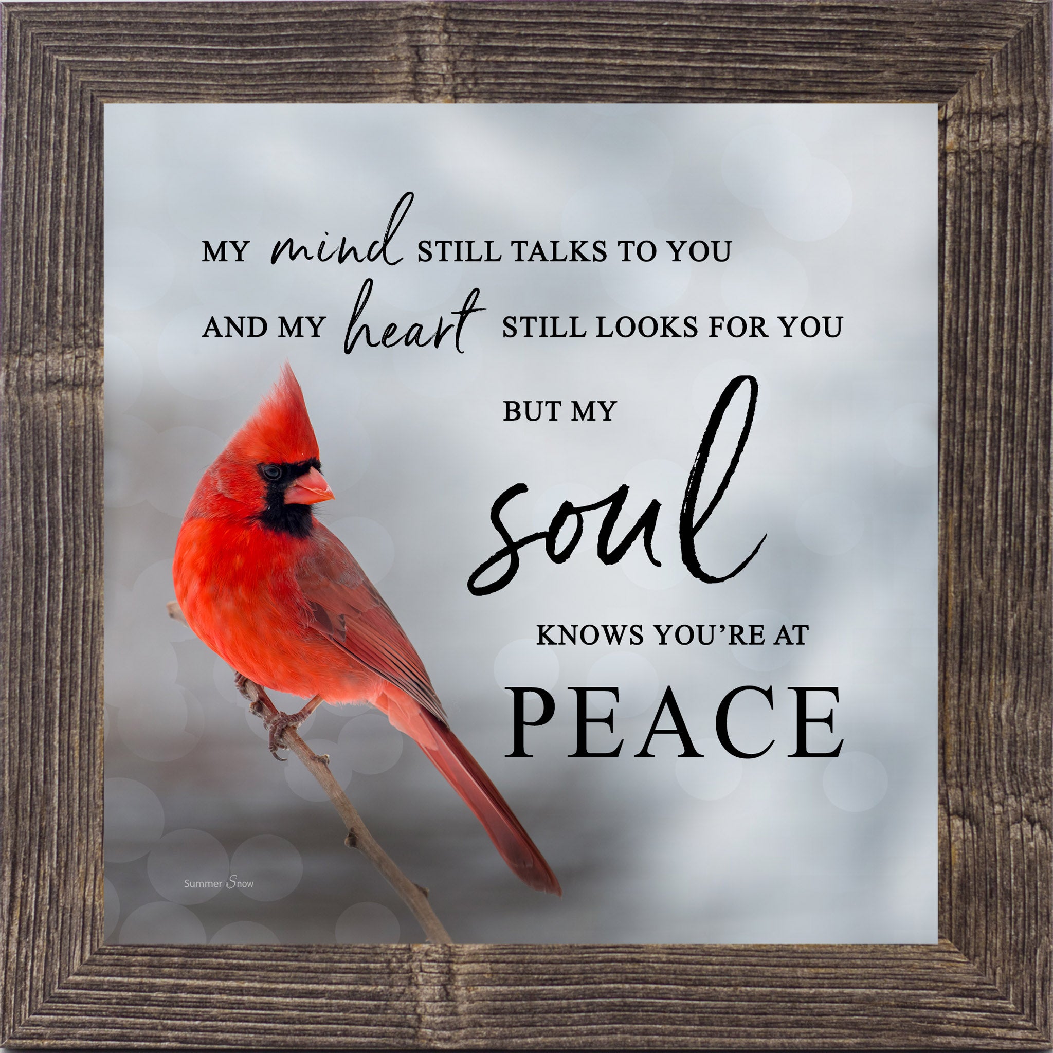 My Soul Knows You’re at Peace – Cardinal Sympathy Framed Wall Art (SA24)