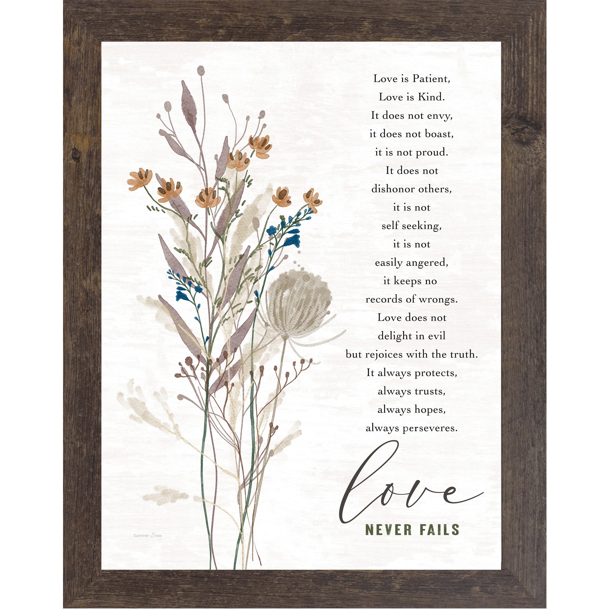 Love Is Patient – 1 Corinthians 13 Framed Wall Art | SA388