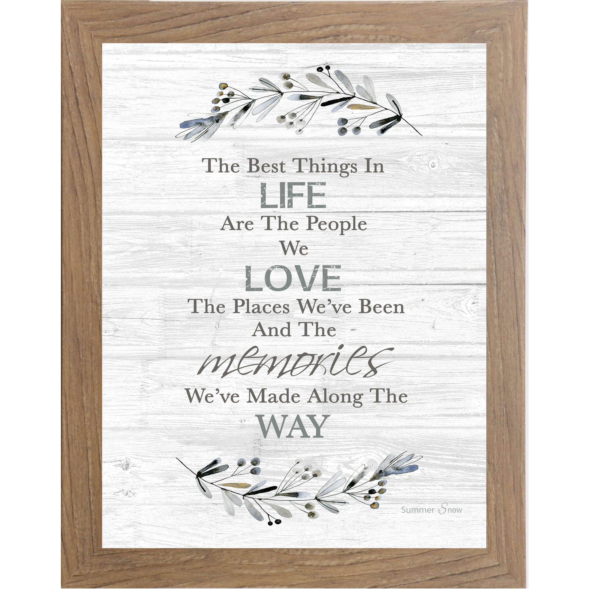 The Best Things in Life Framed Wall Art – Vertical Neutral Floral Decor | SSA39