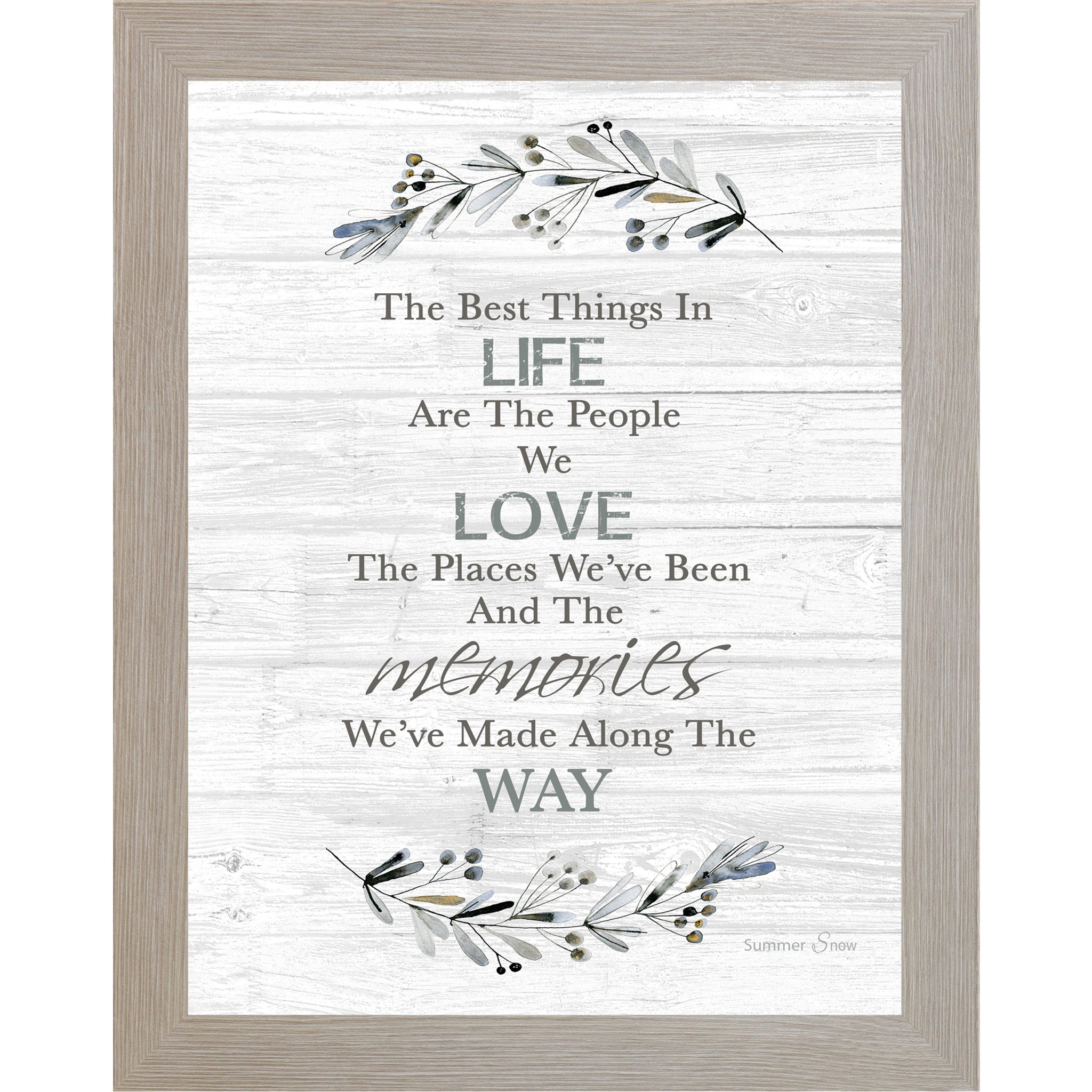 The Best Things in Life Framed Wall Art – Vertical Neutral Floral Decor | SSA39