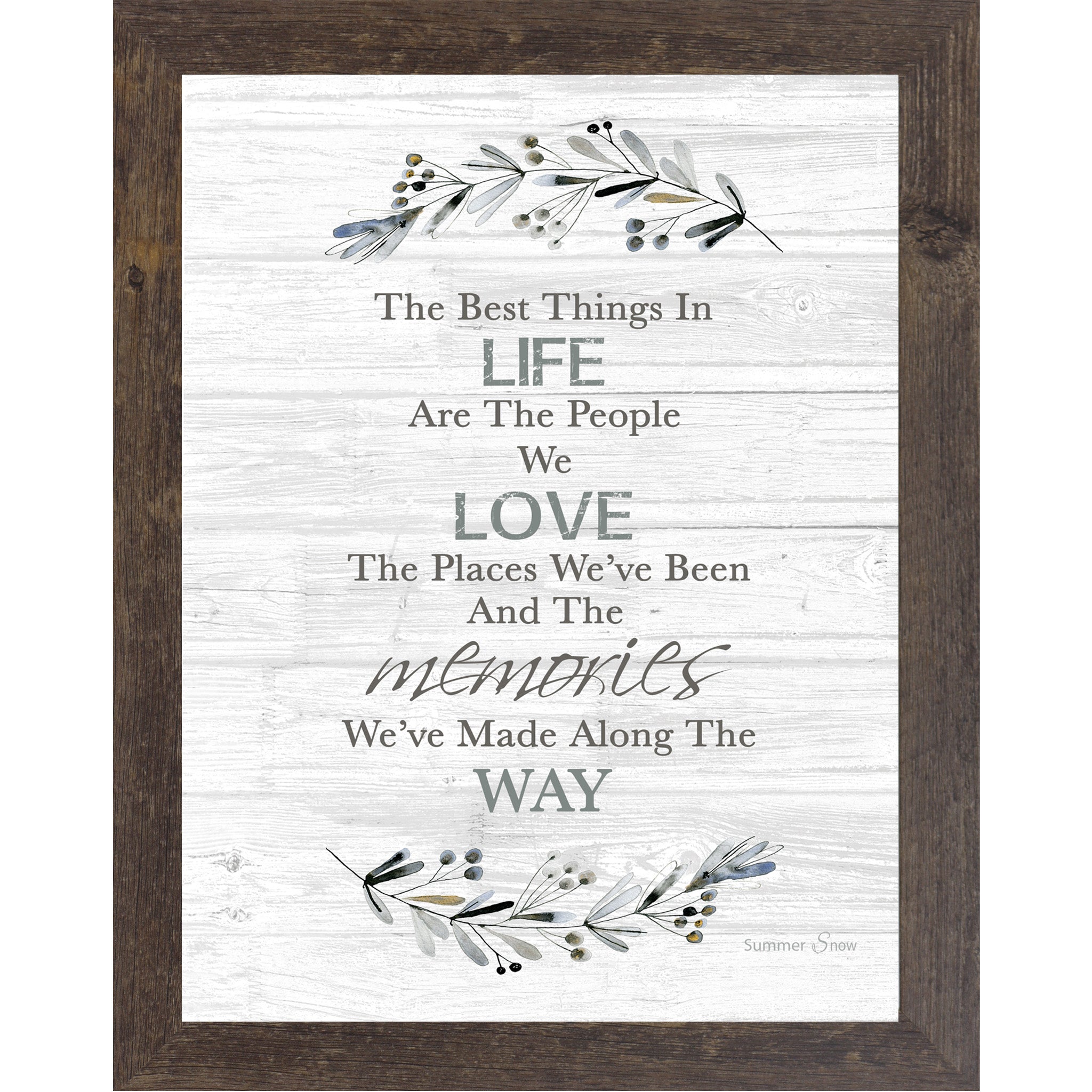 The Best Things in Life Framed Wall Art – Vertical Neutral Floral Decor | SSA39