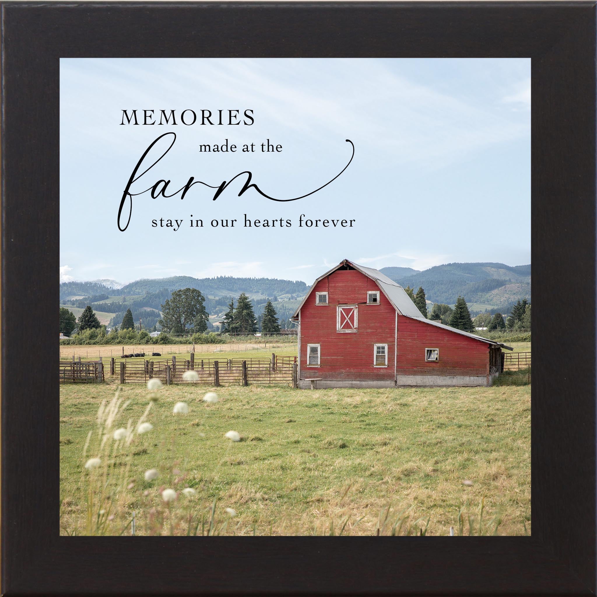 Memories Made on the Farm – Red Barn Farm Wall Art, Rustic Country Home Decor (SA98) - Summer Snow Art