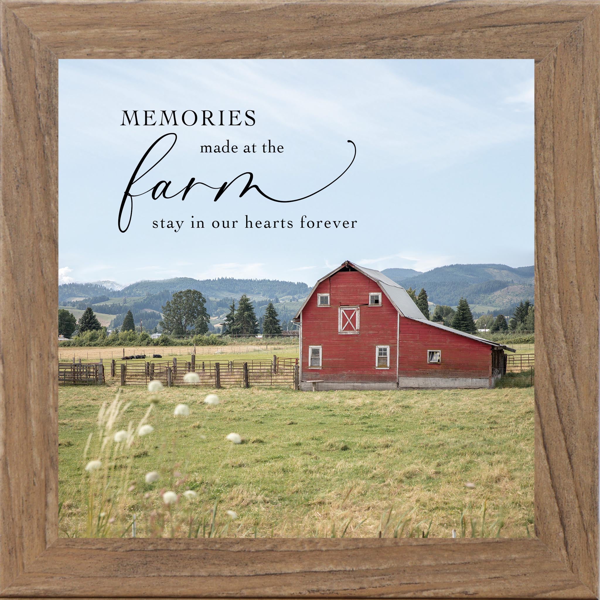 Memories Made on the Farm – Red Barn Farm Wall Art, Rustic Country Home Decor (SA98) - Summer Snow Art